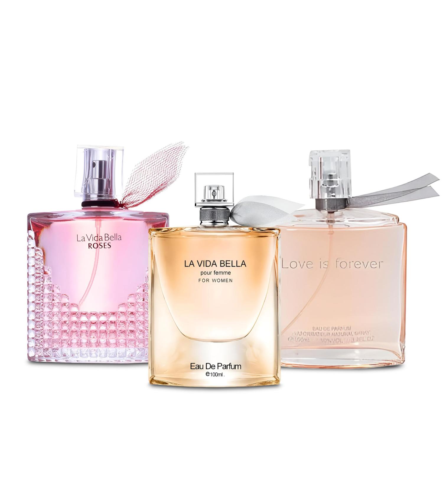 La Vida Perfume for Women Eau De Parfum-Amber Floral Jasmine Bourbon Vanilla & Woods Oriental-Floral Fragrance with a Modern Twist Elegant 100ml Bottle with Box Package(Random 1PCS) La Vida 3.4 Fl Oz (Pack of 1)