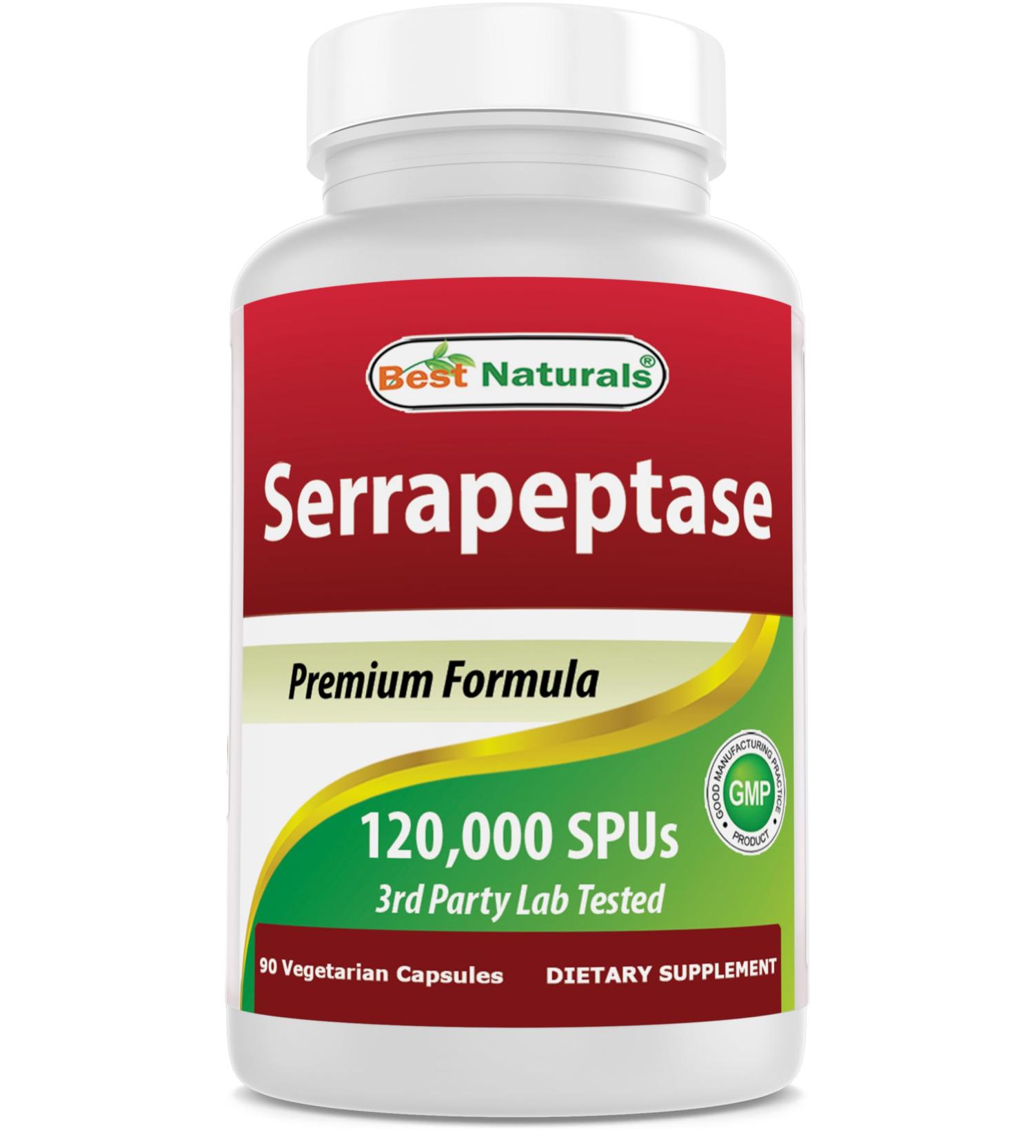 Best Naturals Serrapeptase 120000 SPUs 90 Vegetarain Capsules - Supports Sinus Health 90 Count (Pack of 1) - Buy Online on GoSupps.com