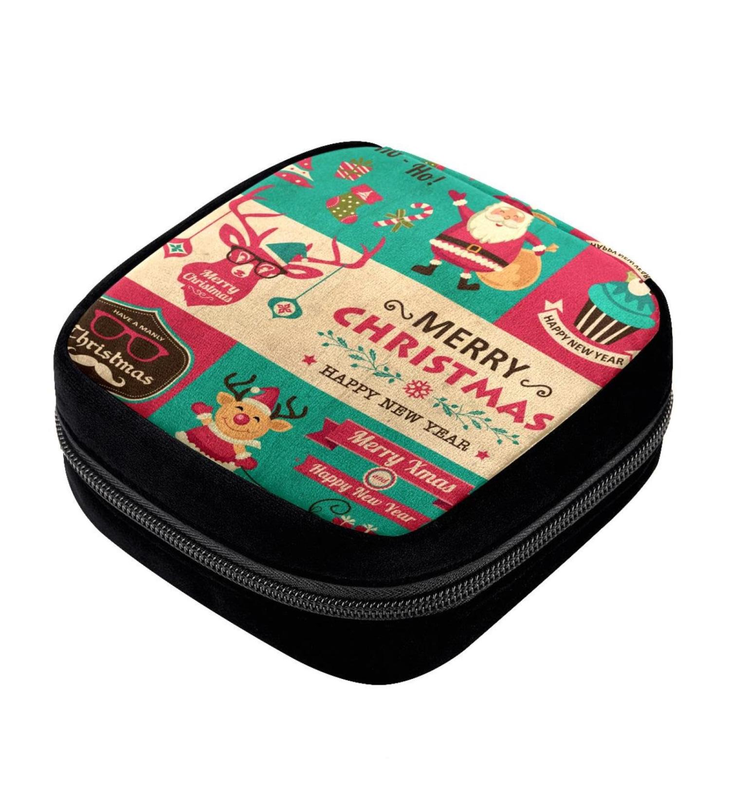 GIAPB Period Bag - Sanitary Napkin Storage & Makeup Pouch | Vintage Christmas Color - Buy Online on GoSupps.com
