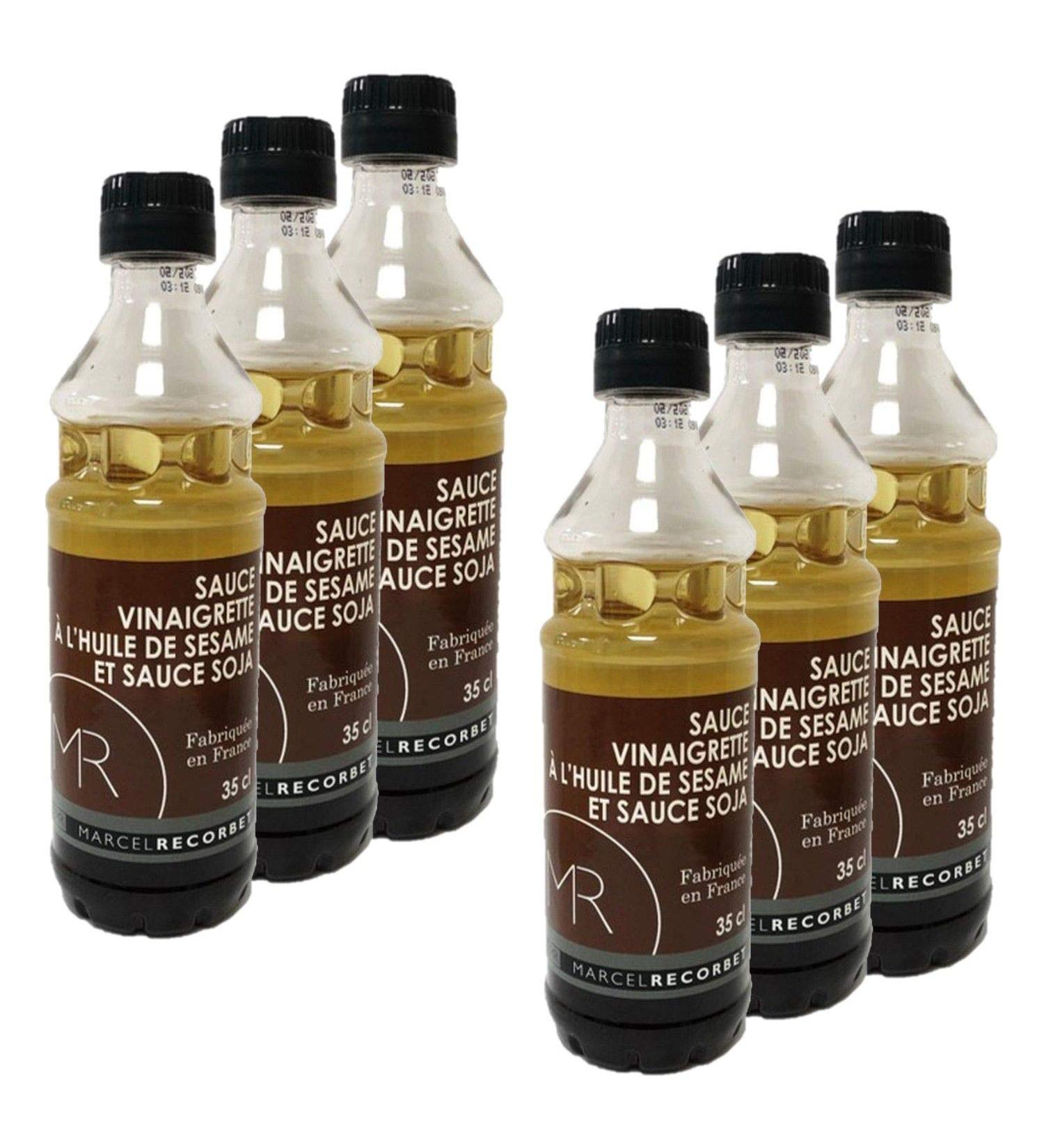 Marcel Recorbet Pack of 6 Sesame Oil and Soy Sauce Vinaigrette Dressings - Made in France - MR - 350ml Bottle