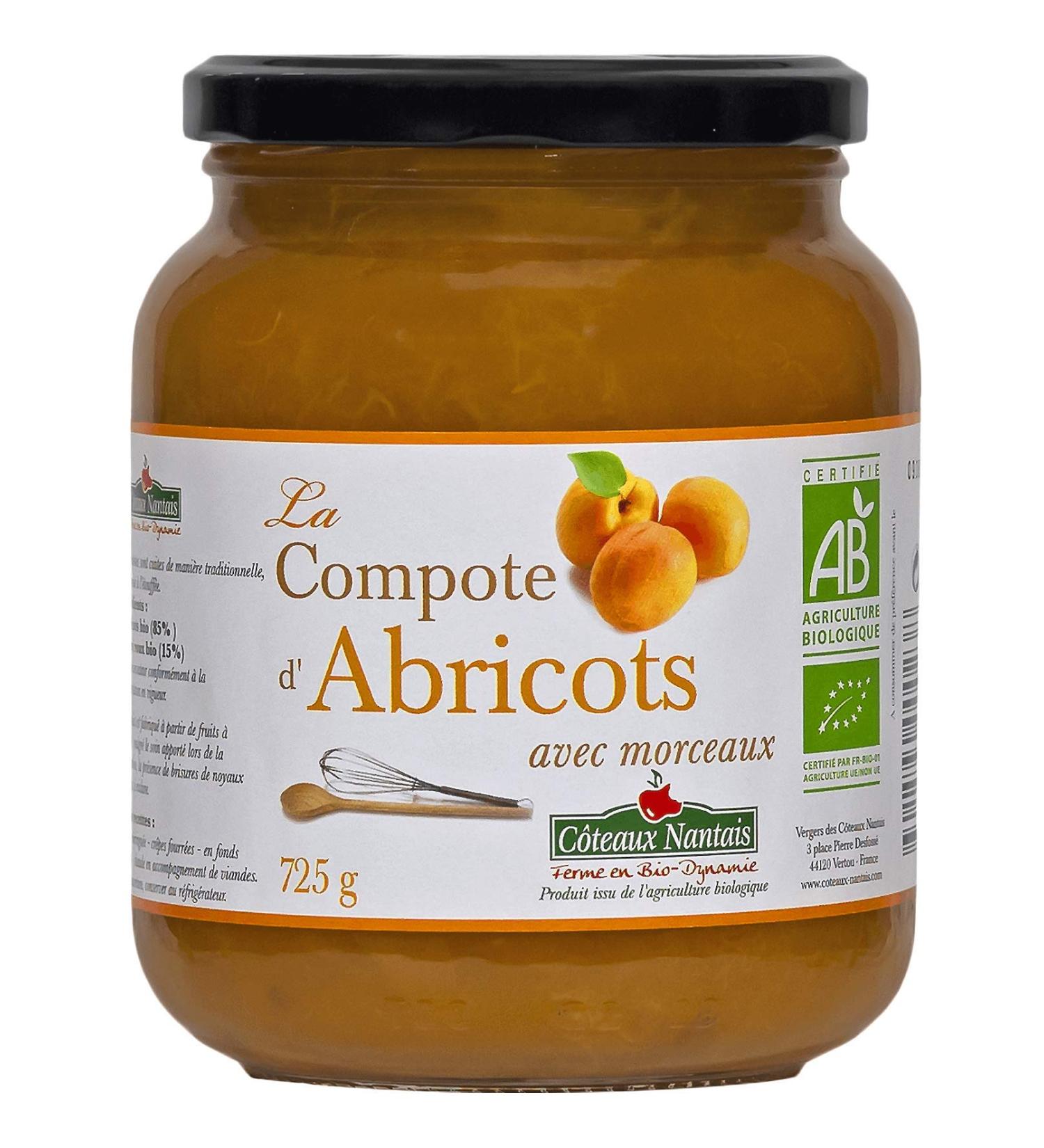 COTEAUX NANTAIS Organic Apricot Compote 725G - The jar of 725G