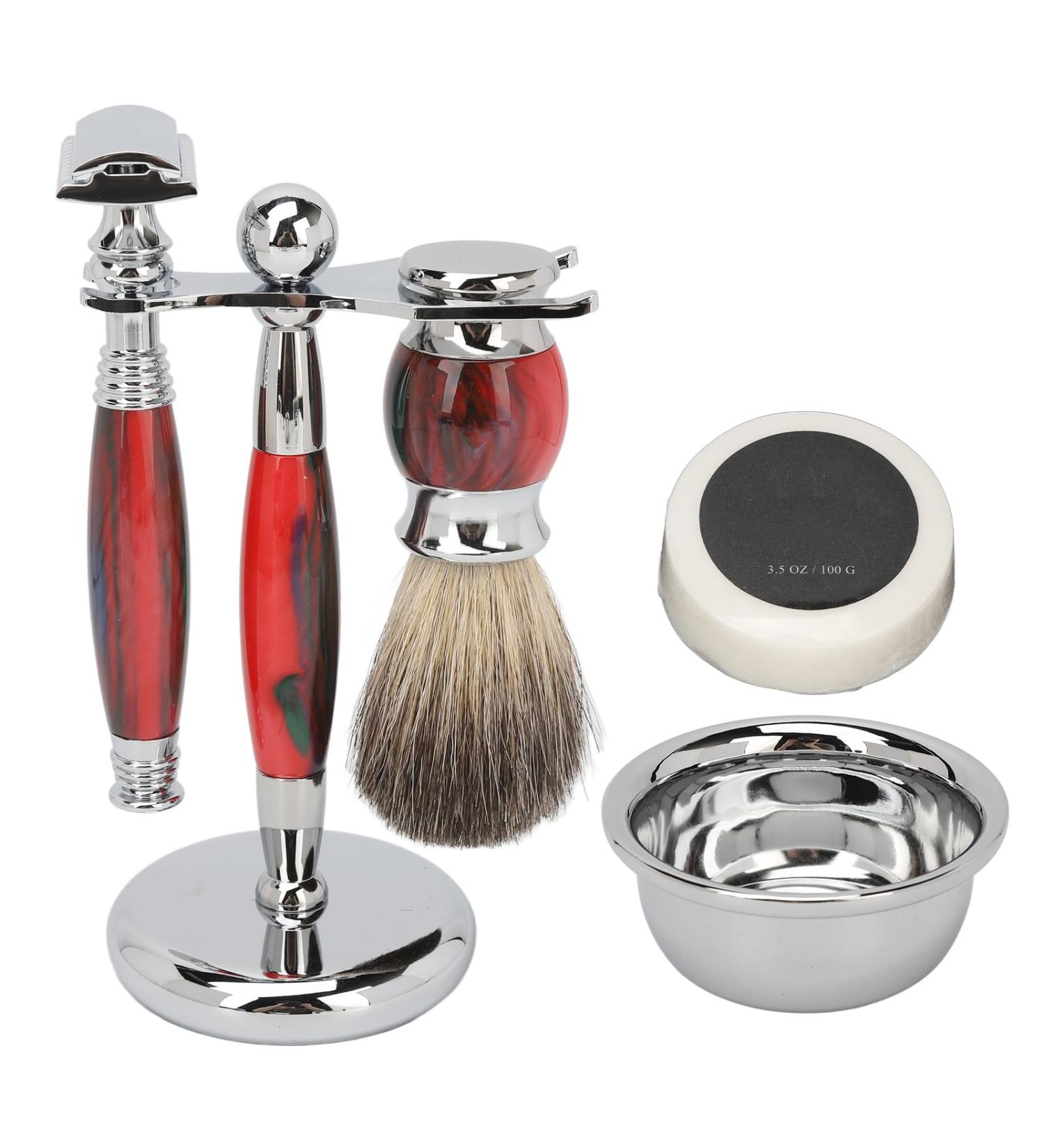 Beard Bowl Brush Set - Premium Beard Brush & Resin Stand for Men's Grooming Care - Buy Online on GoSupps.com
