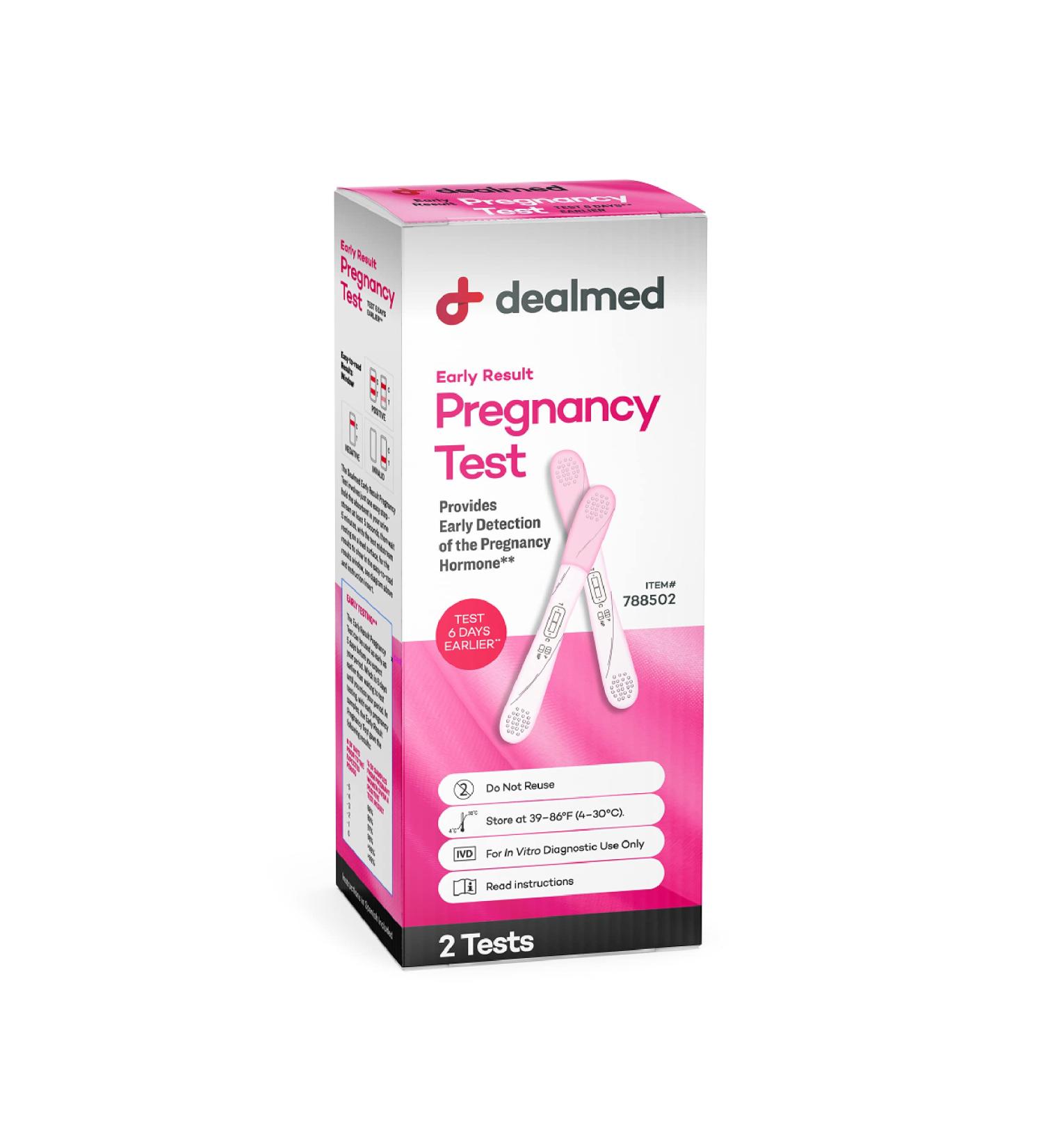 Dealmed Early Result Pregnancy Test Kit - 2 Tests/BX | Early Detection Pregnancy Test - Buy Online on GoSupps.com