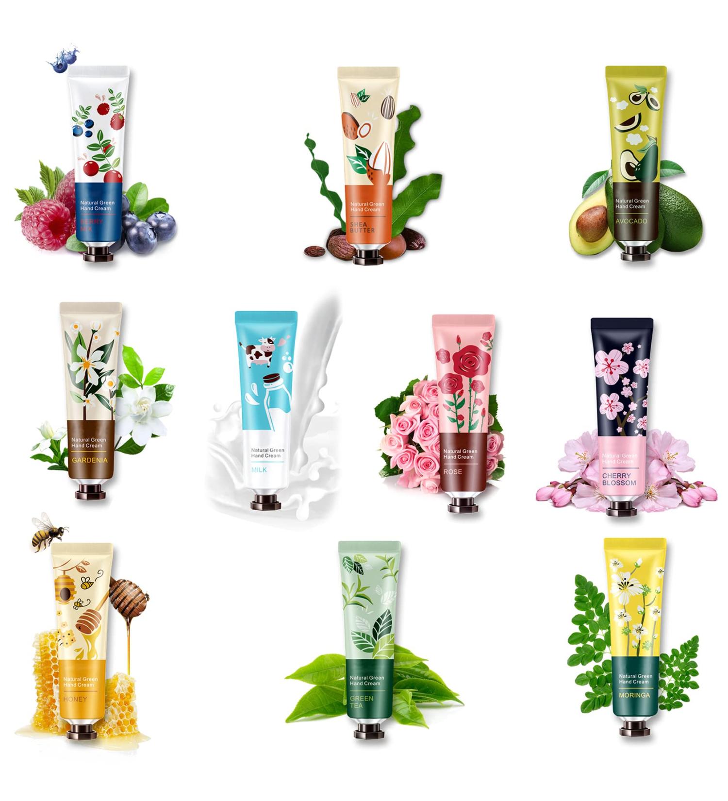10 Pack Natural Plant Fragrance Hand Cream for Dry Hands Moisturizing Hand Care Cream Hand Lotion Travel Gift Set Travel Size Hand Lotion Set for Men and Women-30ml - Buy Online on GoSupps.com