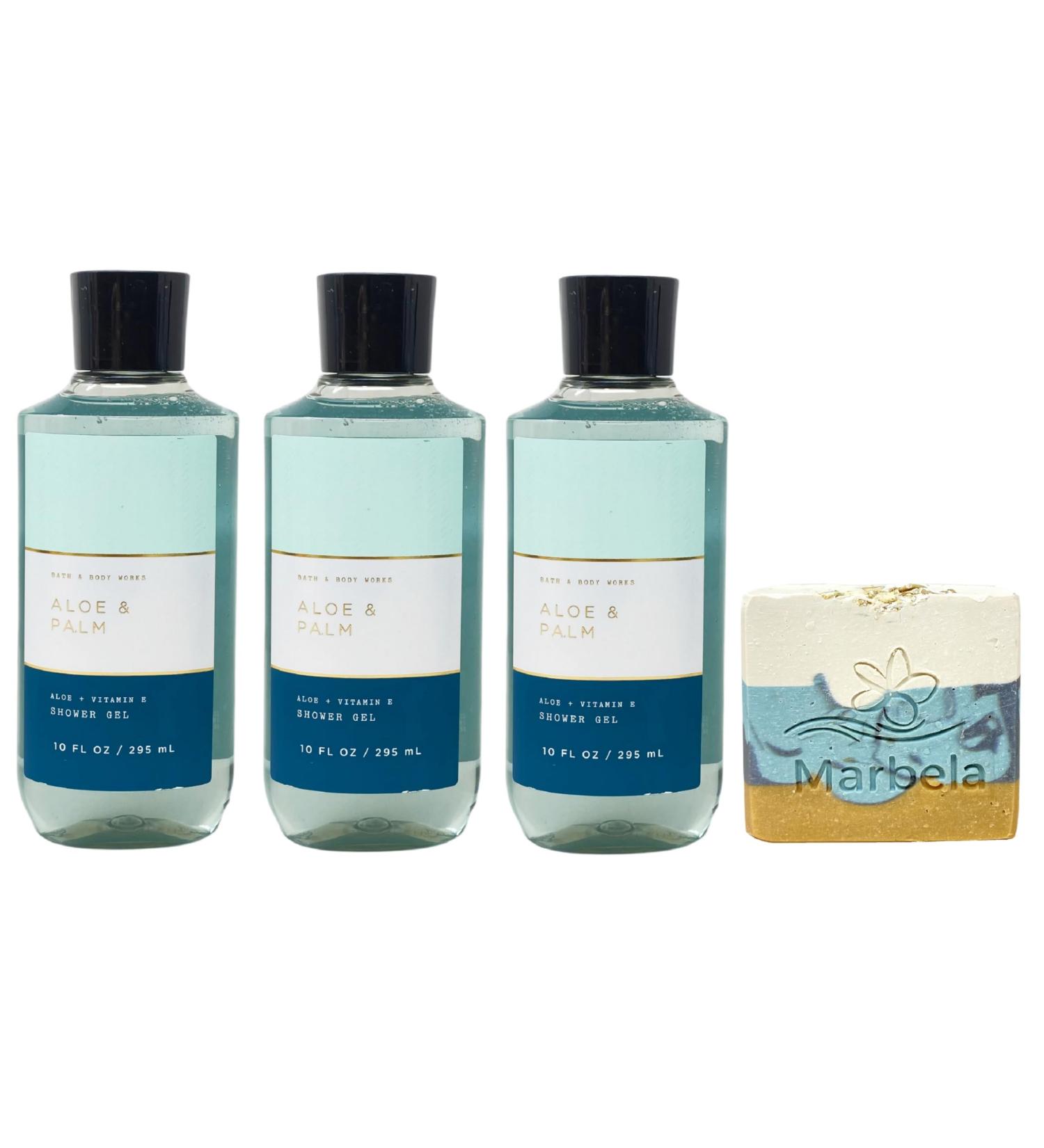 Bath & Body Works Aloe & Palm 3 Pack Shower Gel Bundle with a Sea Breeze Bar Soap - Full Size - Buy Online on GoSupps.com