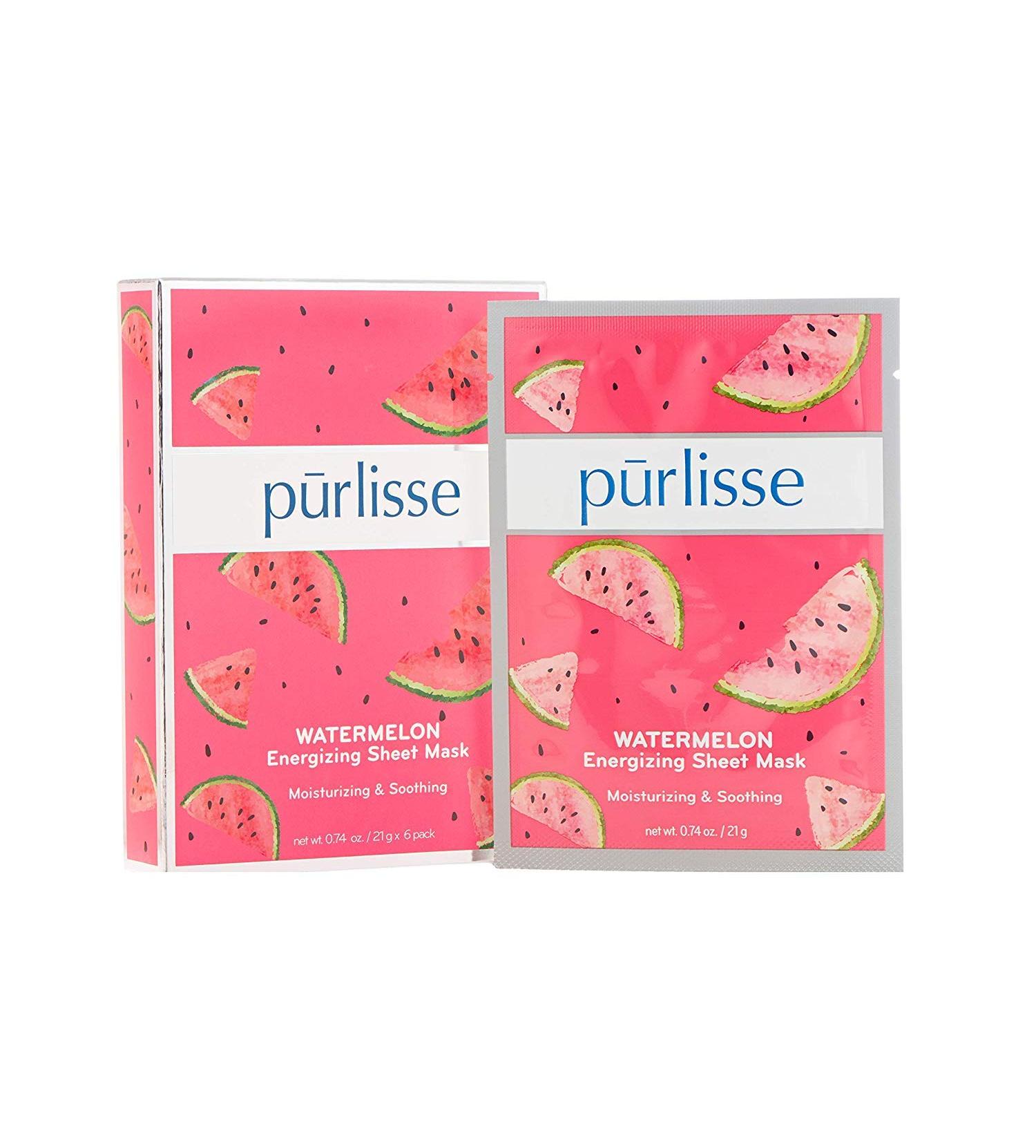 PurLisse Watermelon Energizing Sheet Mask - 6 Pack | Hydrating & Revitalizing Skincare - Buy Online on GoSupps.com