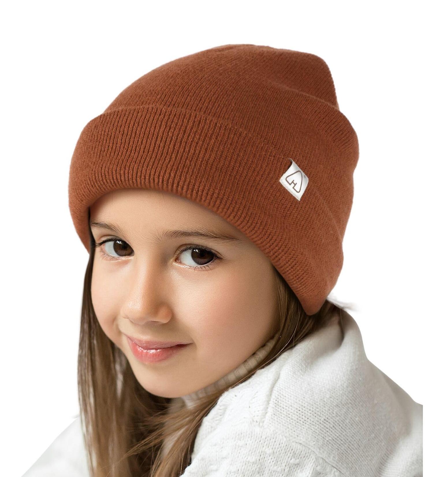 Kids' Satin Lined Beanie - Toddler Winter Hat for Boys & Girls - Dark Orange - Buy Online on GoSupps.com