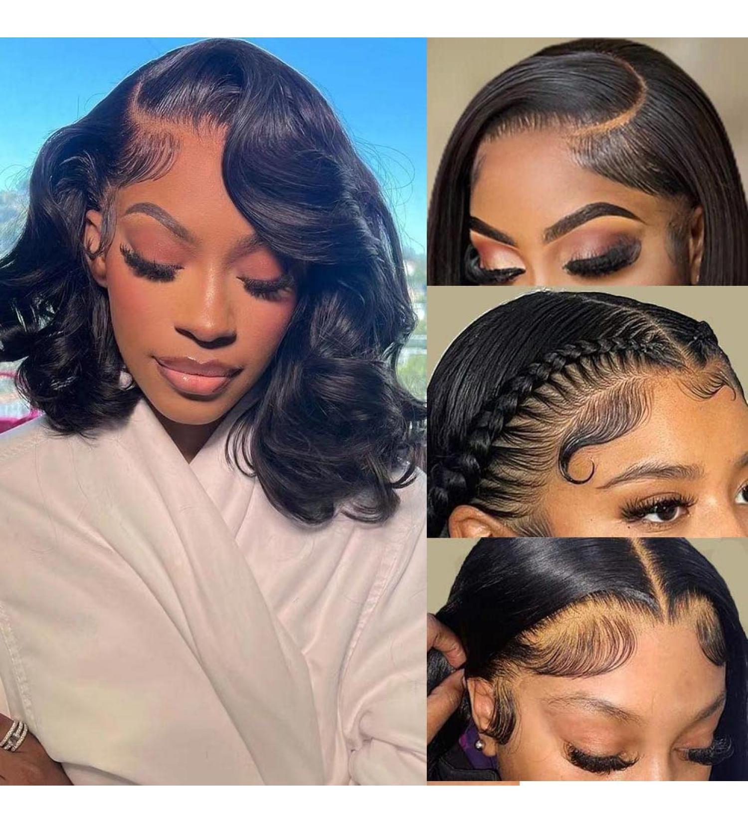 12 Inch Natural Body Wave Human Hair Lace Front Wig for Black Women - 180% Density Bob Style - Glueless and Pre-Plucked - Brazilian Virgin Hair - Buy Online on GoSupps.com