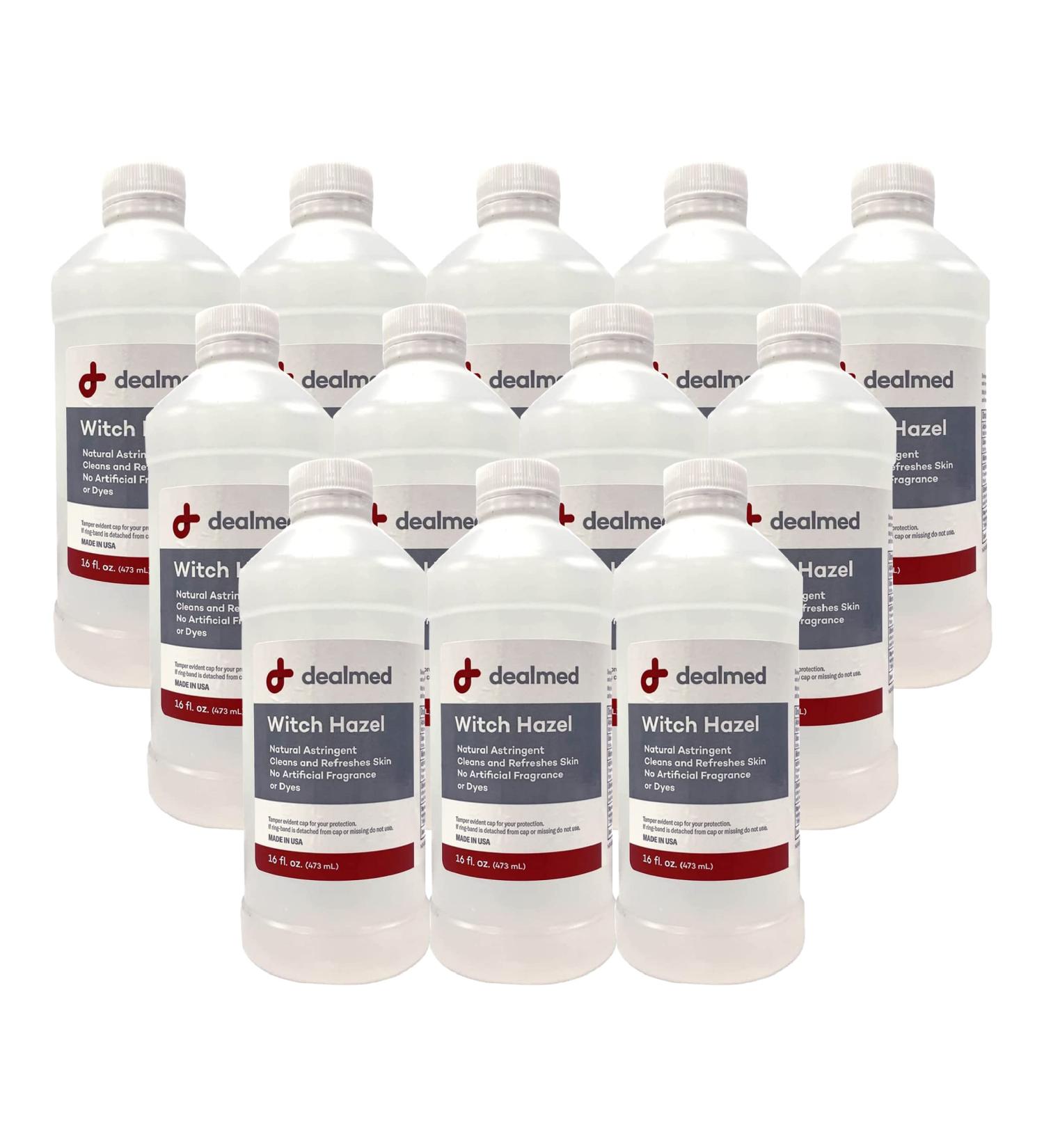 Dealmed Witch Hazel, 16 oz. | Natural Astringent Cleans and Refreshes Skin | No Artificial Fragrance or Dyes (Case of 12) - Buy Online on GoSupps.com