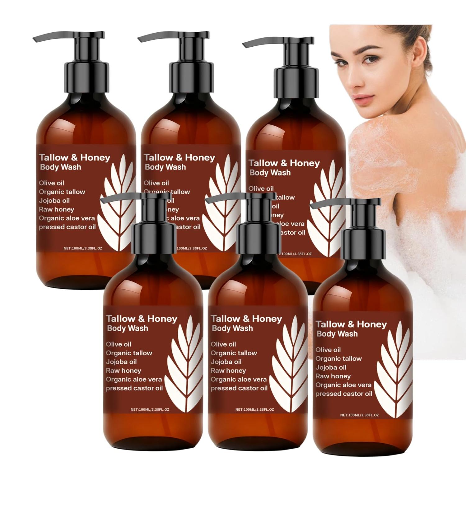  Nuvilo Women's sebum and honey body wash natural moisturizing cleanser with organic tallow and honey gentle shower gel for dry and sensitive skin. (6 pcs) - Buy Online on GoSupps.com