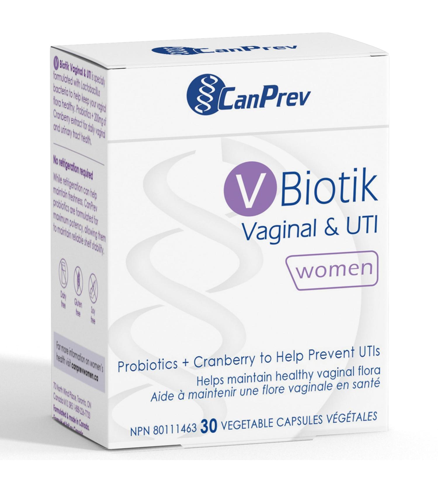 CanPrev V-Biotik Women's Probiotic Supplement 30 Capsules - 10 Billion CFU - Probiotic with Lactobacillus Acidophilus & Lacticaseibacillus Rhamnosus - Promotes Gut Balance & Feminine Wellness - Buy Online on GoSupps.com