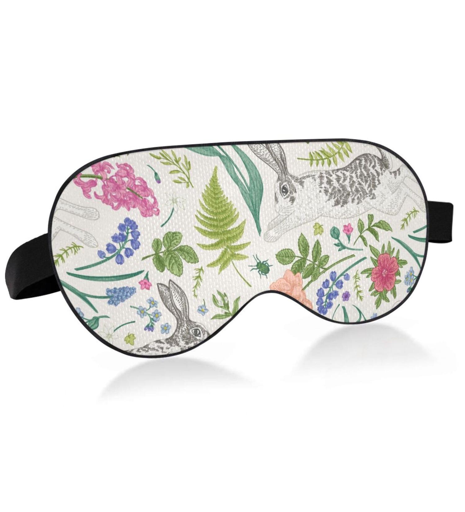 Haskirky Light Blocking Eye Mask - Breathable & Adjustable for Adults - Ideal for Travel, Yoga, Meditation, Office, Deep Sleep - Men and Women - Rabbit Flower Design - Buy Online on GoSupps.com
