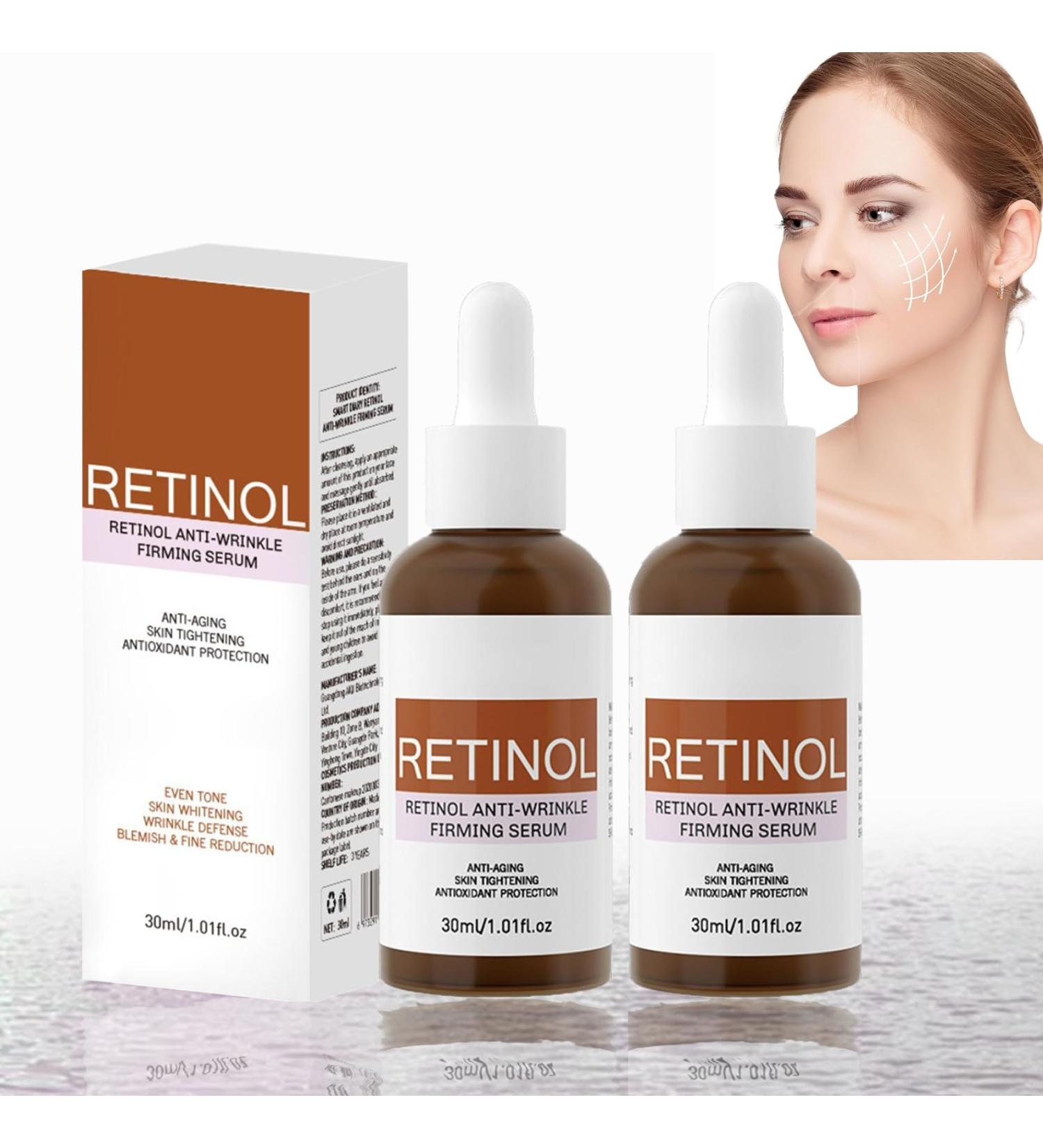 Retinol Anti-Wrinkle Facial Serum Retinol Eye Cream Instant Lift Plus Intense Reactivating Retinol Serum - Retinol Serum for Anti-Aging Skin (2pc) - Buy Online on GoSupps.com
