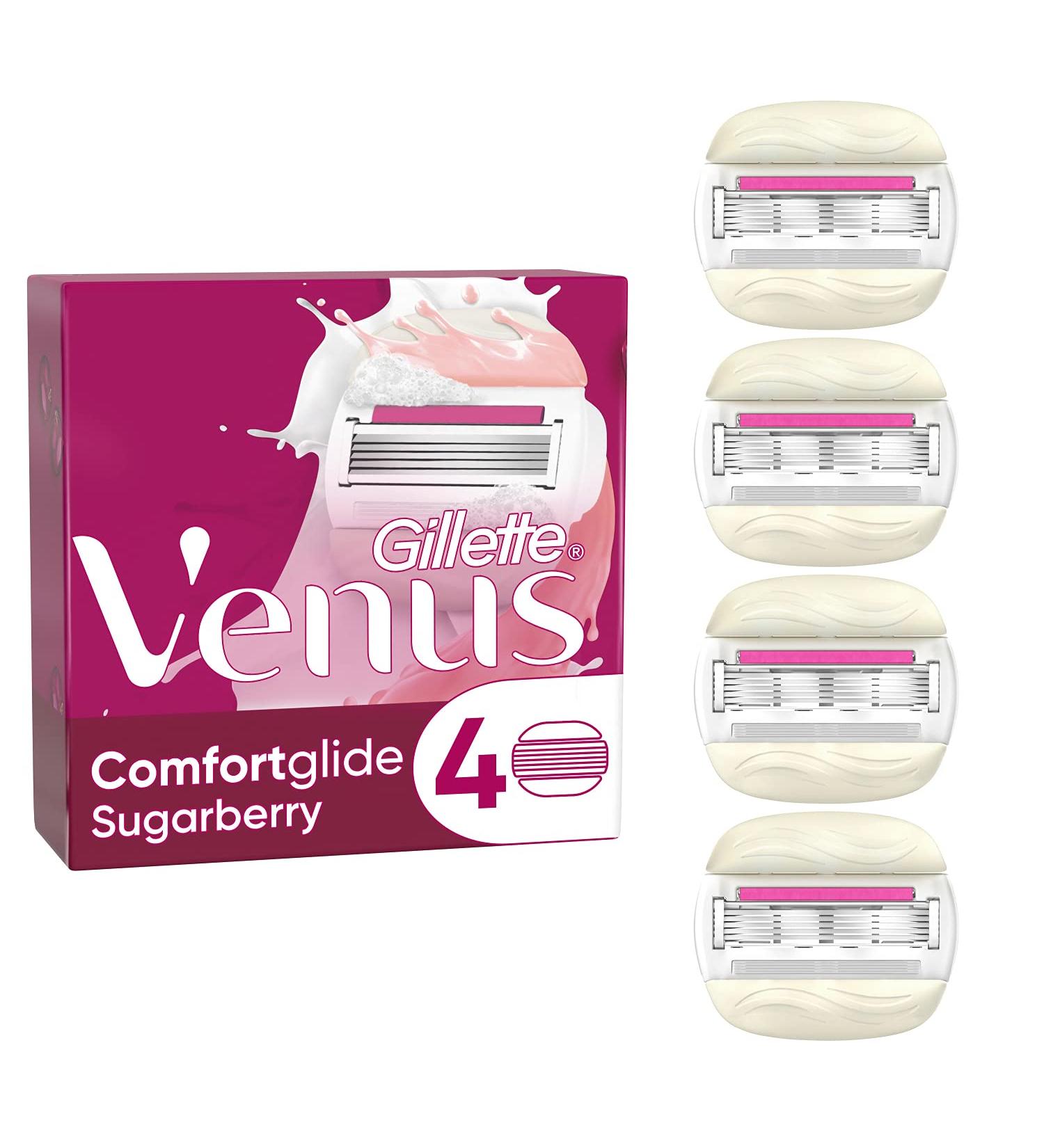 Gillette Venus Comfortglide Sugarberry Razor Blades for Women - 4 Replacement Blades (1 Pack) | Smooth Shaving & Enhanced Comfort - Buy Online on GoSupps.com