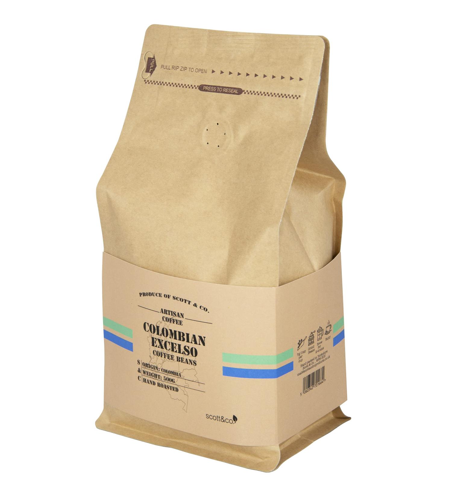 Colombian Excelso 100% Arabica Medium Roast Whole Coffee Beans - 500g Single Origin - Buy Online on GoSupps.com