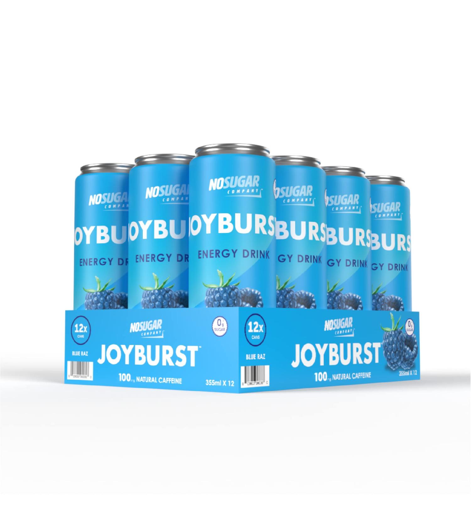 No Sugar Joyburst Energy Drink - 0 Calorie 0 Sugar Low carb drink Sugar Free Energy Drink with Natural Caffeine Hint of Sweetness and Refreshing Sparkling Water (12 count Blue Raz) Blue Raz 12 count - Buy Online on GoSupps.com