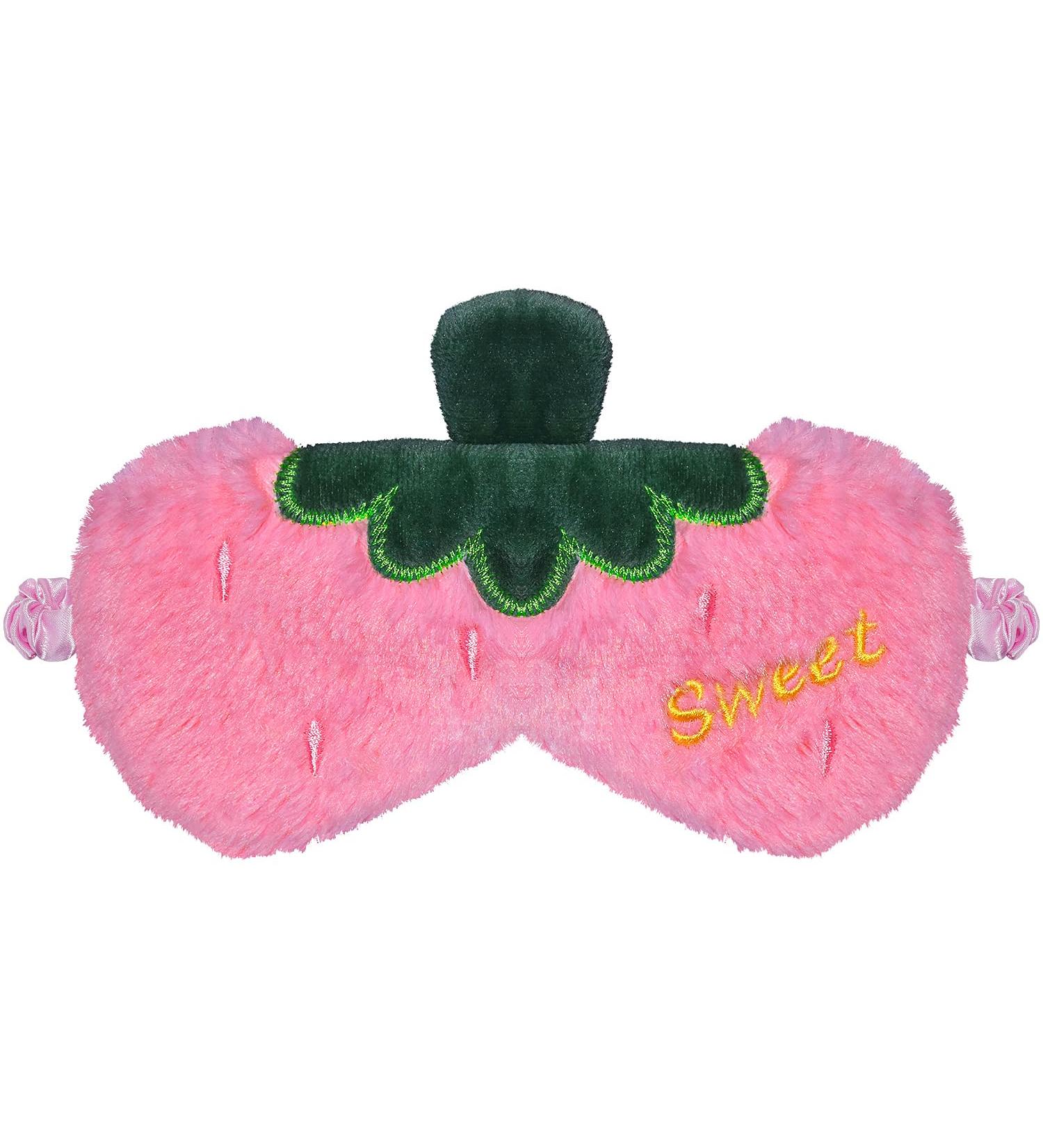 Ulife Mall 3D Strawberry Sleep Mask | Funny Soft Cartoon Eye Mask for Kids & Adults | Plush Silk Eyeliner for Travel & Parties - Buy Online on GoSupps.com