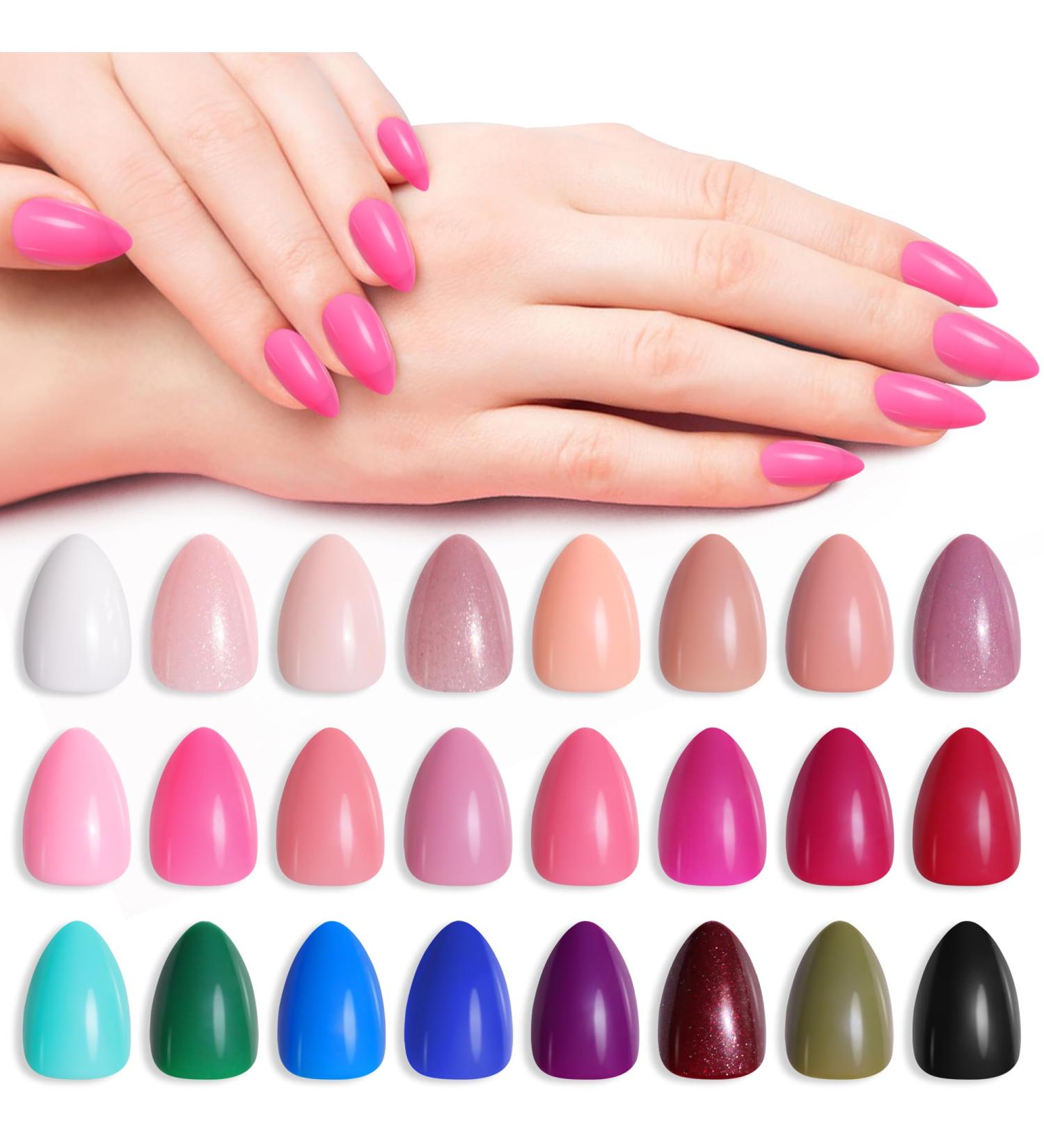 Shop 576 Pcs Short Almond Press On Nails - Soft Gel Full Cover Acrylic Nail Art | 24 Colors & 6g Nail Glue for DIY | Perfect International Shipping - Buy Online on GoSupps.com