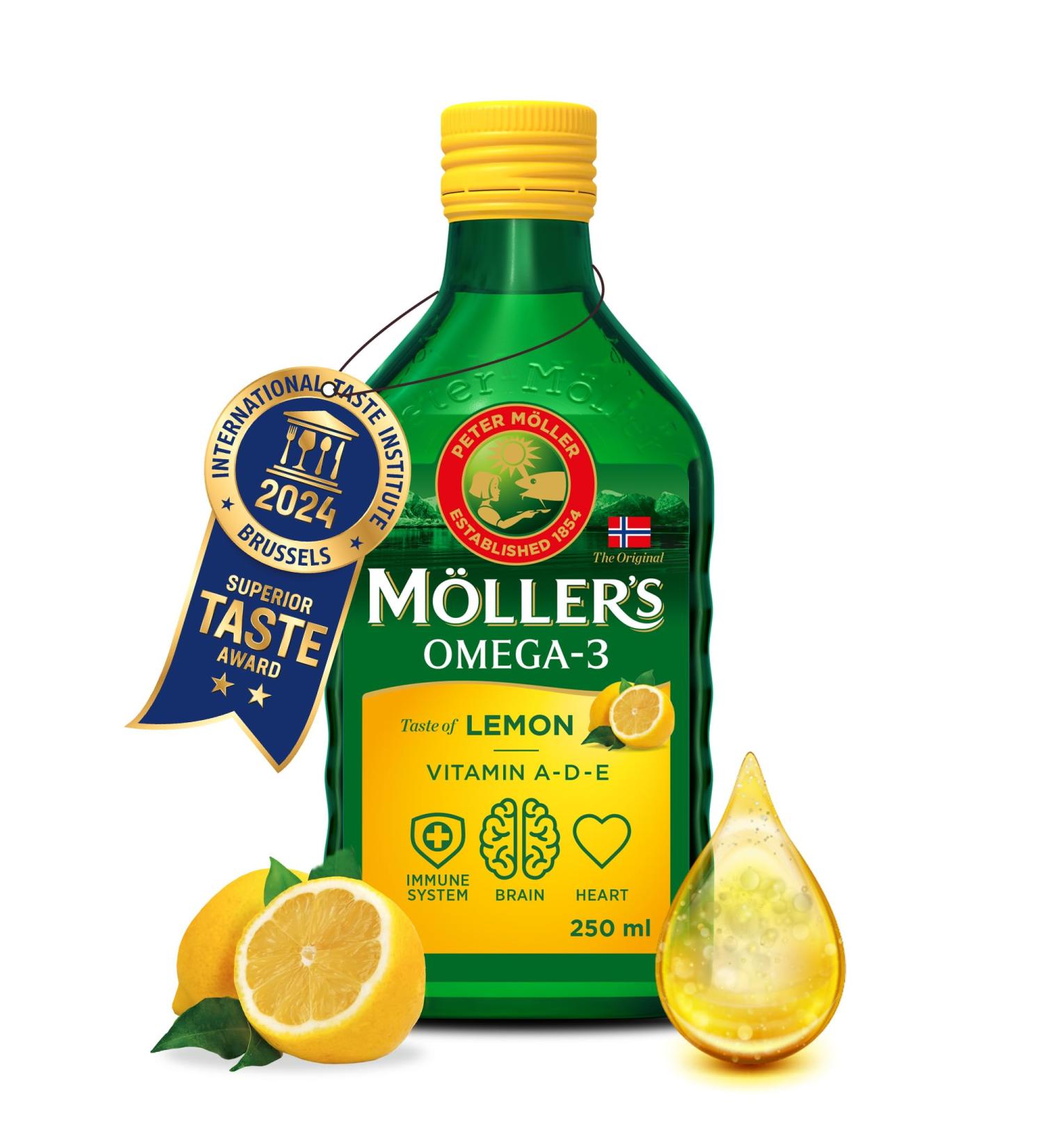Moller s | Huile de foie de morue om ga 3 | Compl ments alimentaires om ga-3 avec EPA DHA vitamines A D et E | Prix Superior Taste | Marque vieille de 166 ans | Citron | 250 ml Citron 250 ml (Lot de 1) - Buy Online on GoSupps.com
