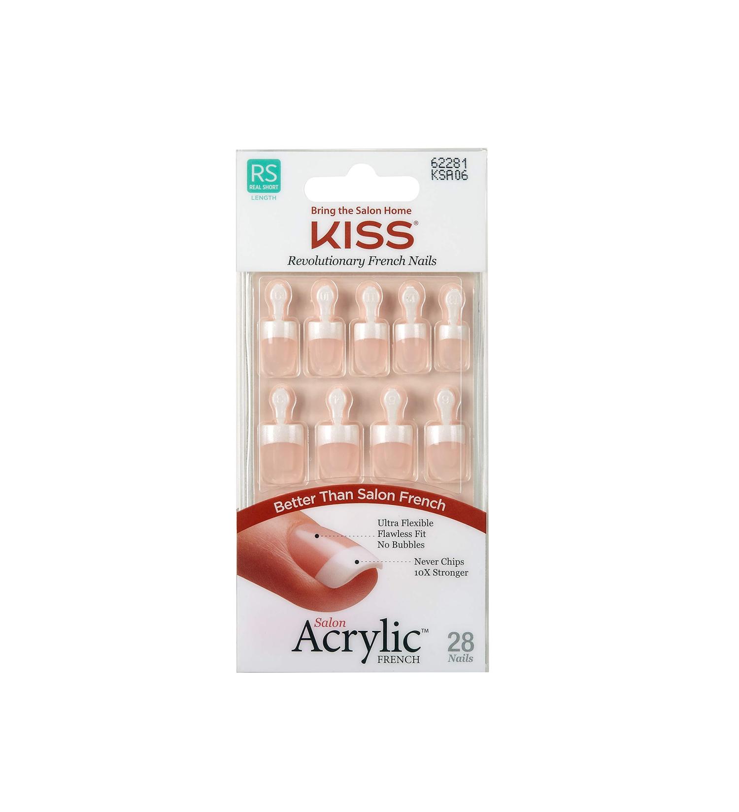 Kiss Salon Acrylic French 28 Nails (KSA06) - Professional Quality French Manicure Nails - Buy Online on GoSupps.com