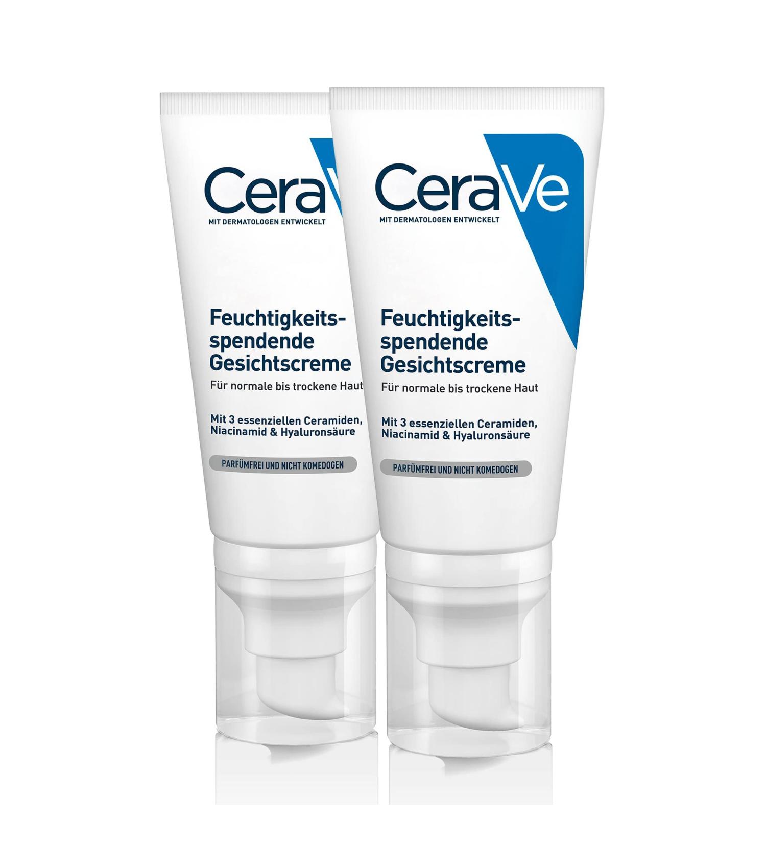 Buy CeraVe Moisturizing Face Cream for Normal to Dry Skin - 2 x 52ml with Hyaluron Niacinamide & Ceramides - International Shipping Available - Buy Online on GoSupps.com