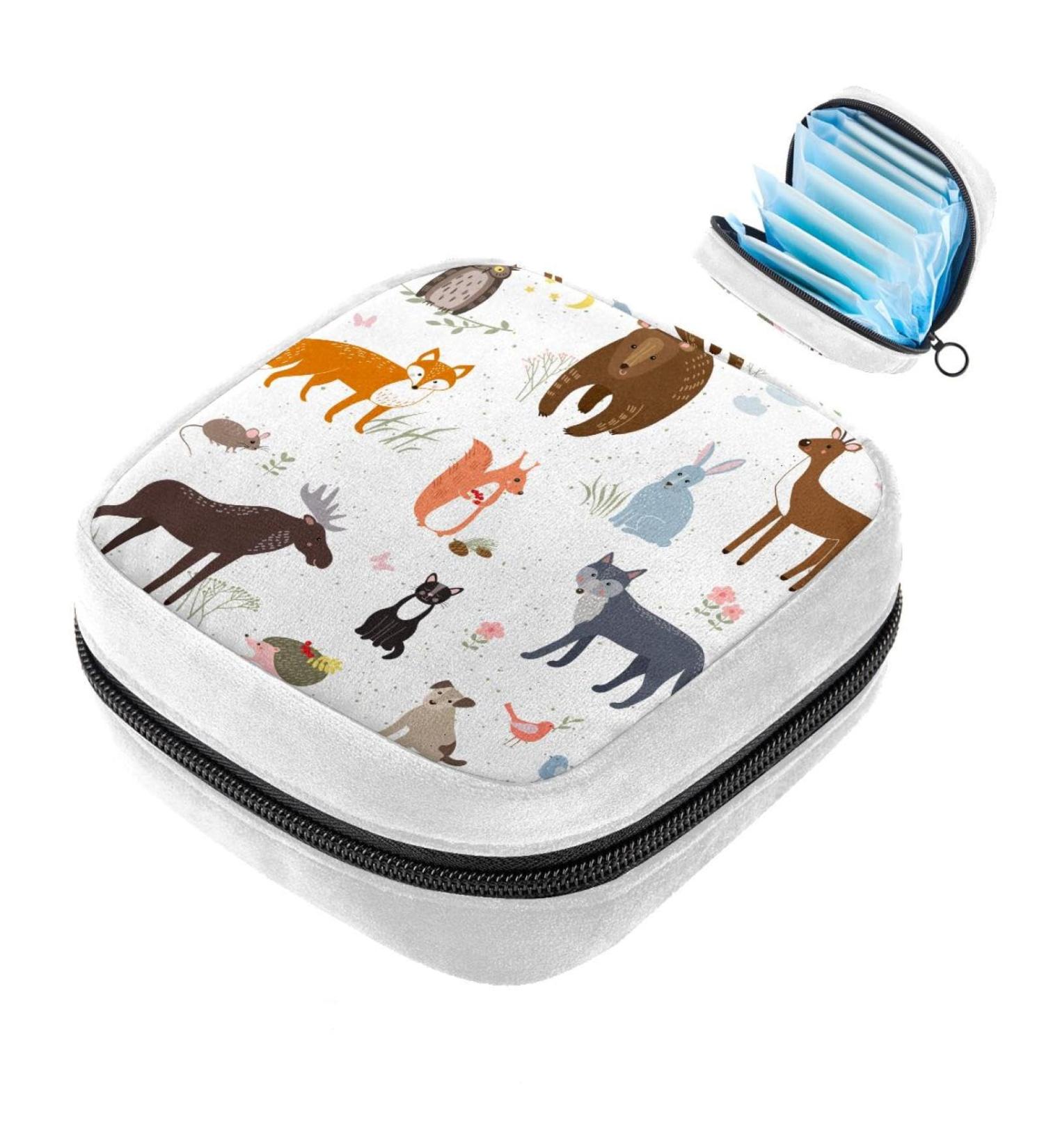 Sanitary Napkin Storage Bag | Period & Tampon Makeup Pouch Animal Print - Color784 - Buy Online on GoSupps.com