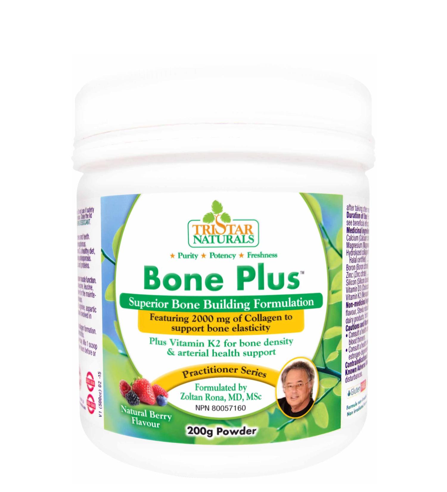 200g Tristar Naturals Bone Supremacy Superior Bone Building Formulation Featuring 2750 mg of Peptan Hydrolyzed Collagen + K2 Natural Berry Flavour European Certified Collagen Grass Fed Made in Canada - Buy Online on GoSupps.com