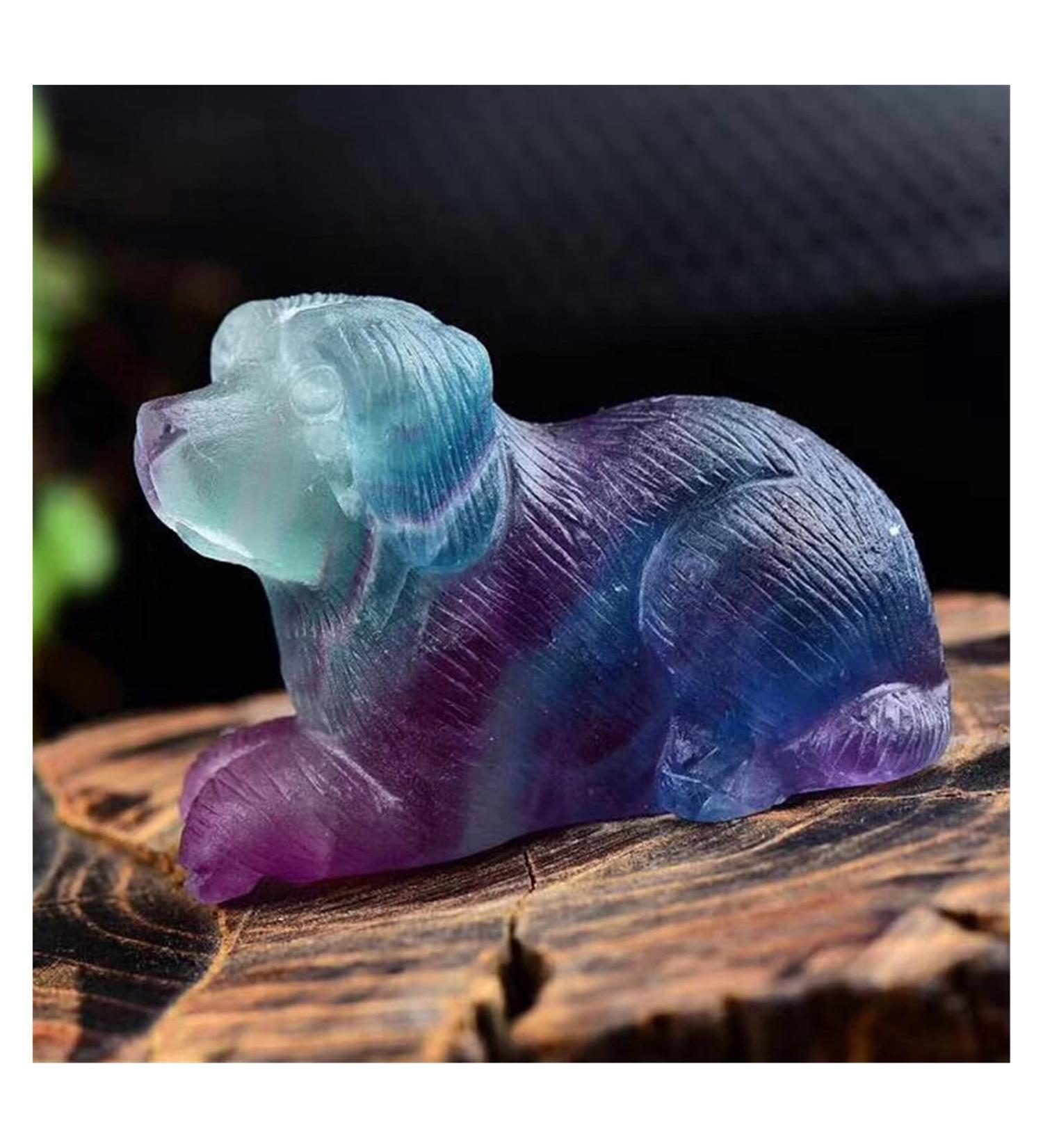 Natural Crystal Rough 1pc Natural Rainbow Fluorite Hand Carved Dog Quartz Crystal Stone Figurine for Decoration PEIQIYIN - Buy Online on GoSupps.com