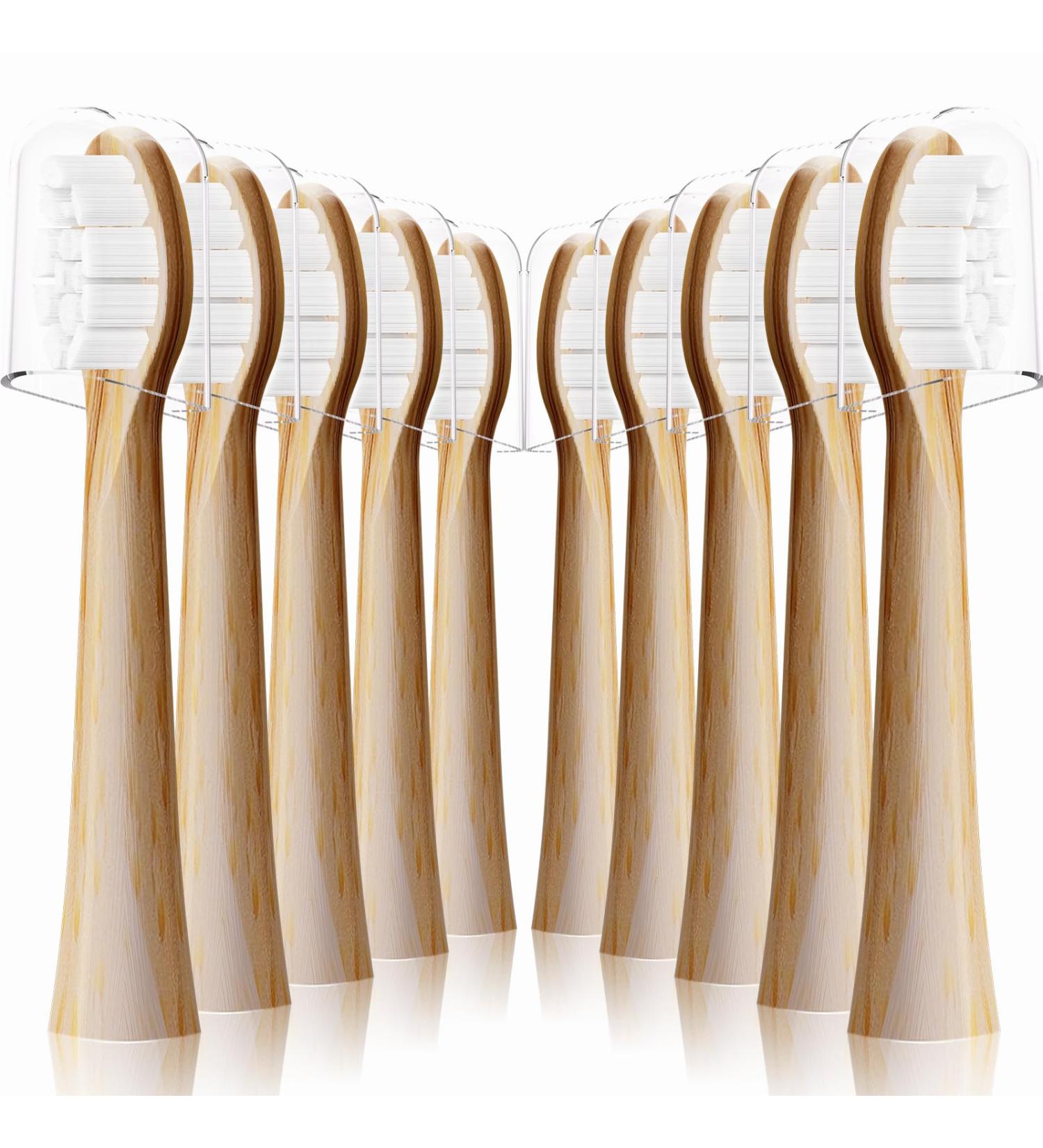 10 Pack Compatible Lumineux Electric Toothbrush Replacement Heads - Eco-Friendly Bamboo Medium | Sustainable Oral Care - Buy Online on GoSupps.com