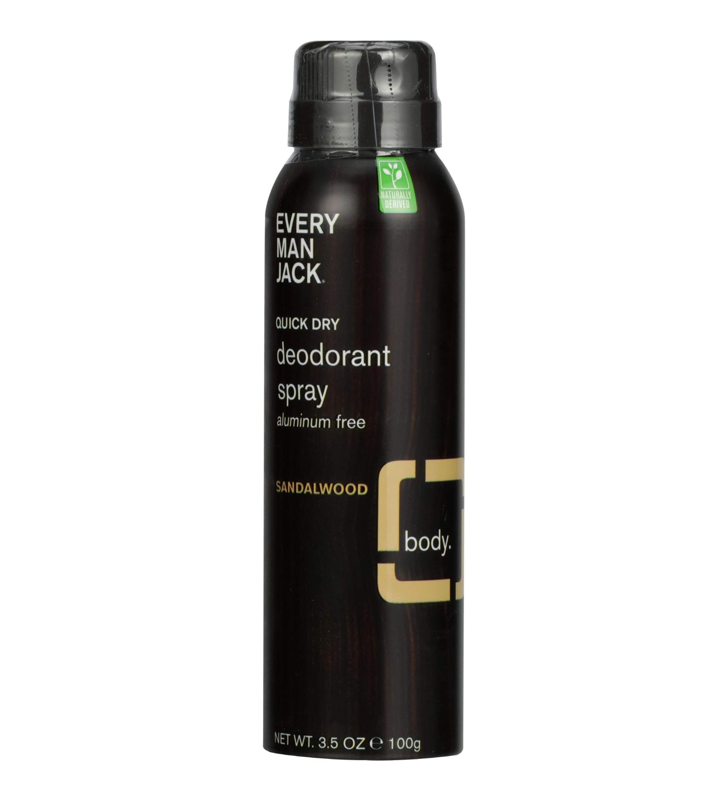 Every Man Jack Sandalwood Spray Deodorant 3.5 oz - Natural & Long-Lasting - Buy Online on GoSupps.com