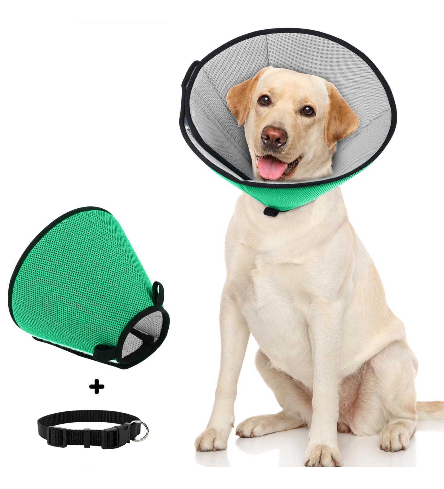 Supet Breaker Dog Leak Protection Cone - Soft Adjustable Breathable Elizabethan Neck Tape - Green 24-28cm - Buy Online on GoSupps.com