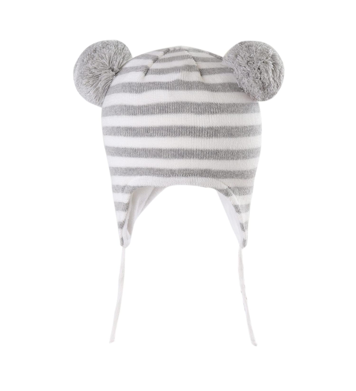 LANGZHEN Toddler Winter Hat Earflap Knit Cap Fleece Lined Beanie 6-12 Months Grey-Stripe - Buy Online on GoSupps.com
