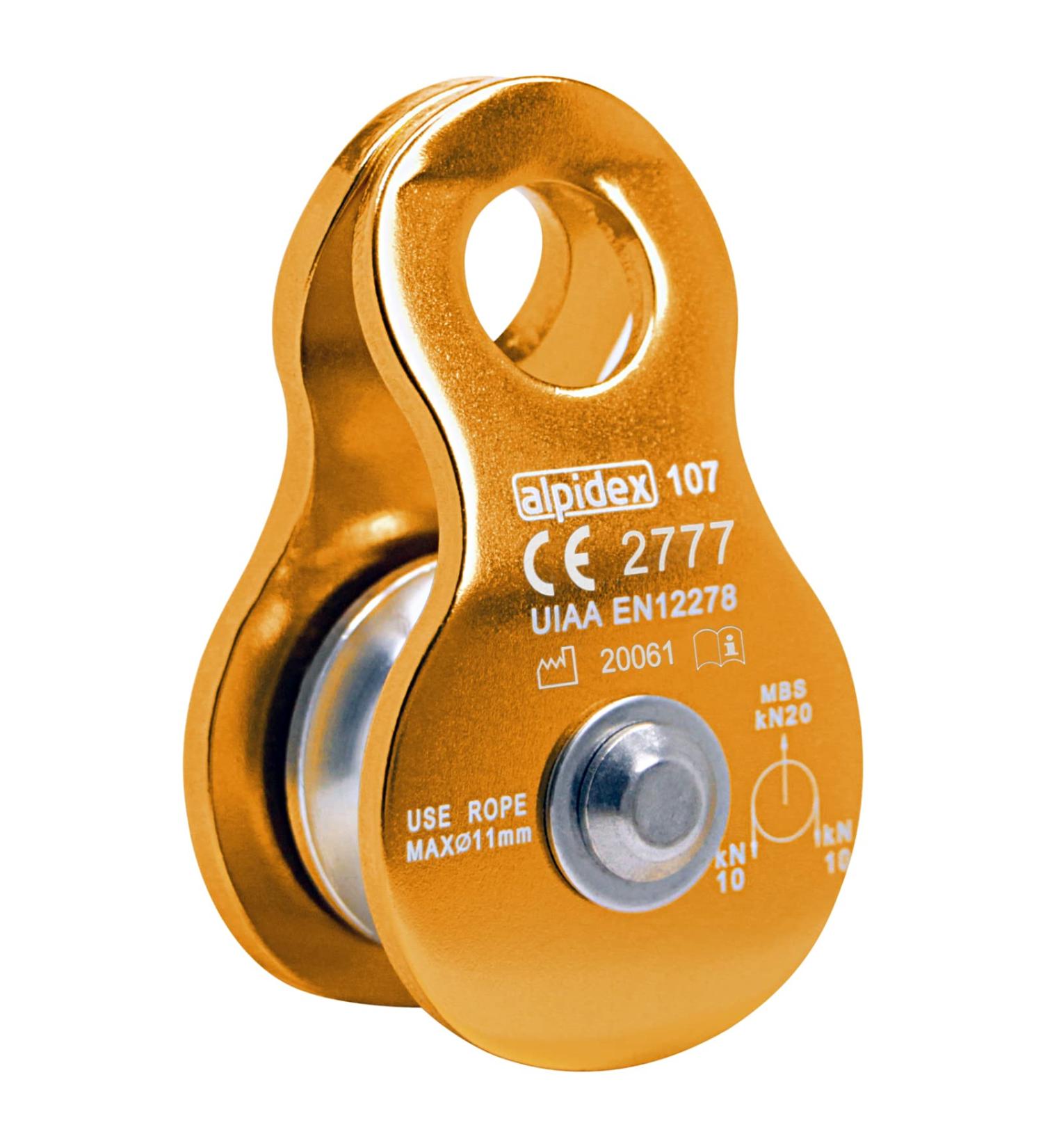 ALPIDEX Mobile Pulley Block & Tackle - 20 kN for Ropes up to 11 mm - EN12278 Certified - Durable Orange Pulley for International Shipping - Buy Online on GoSupps.com