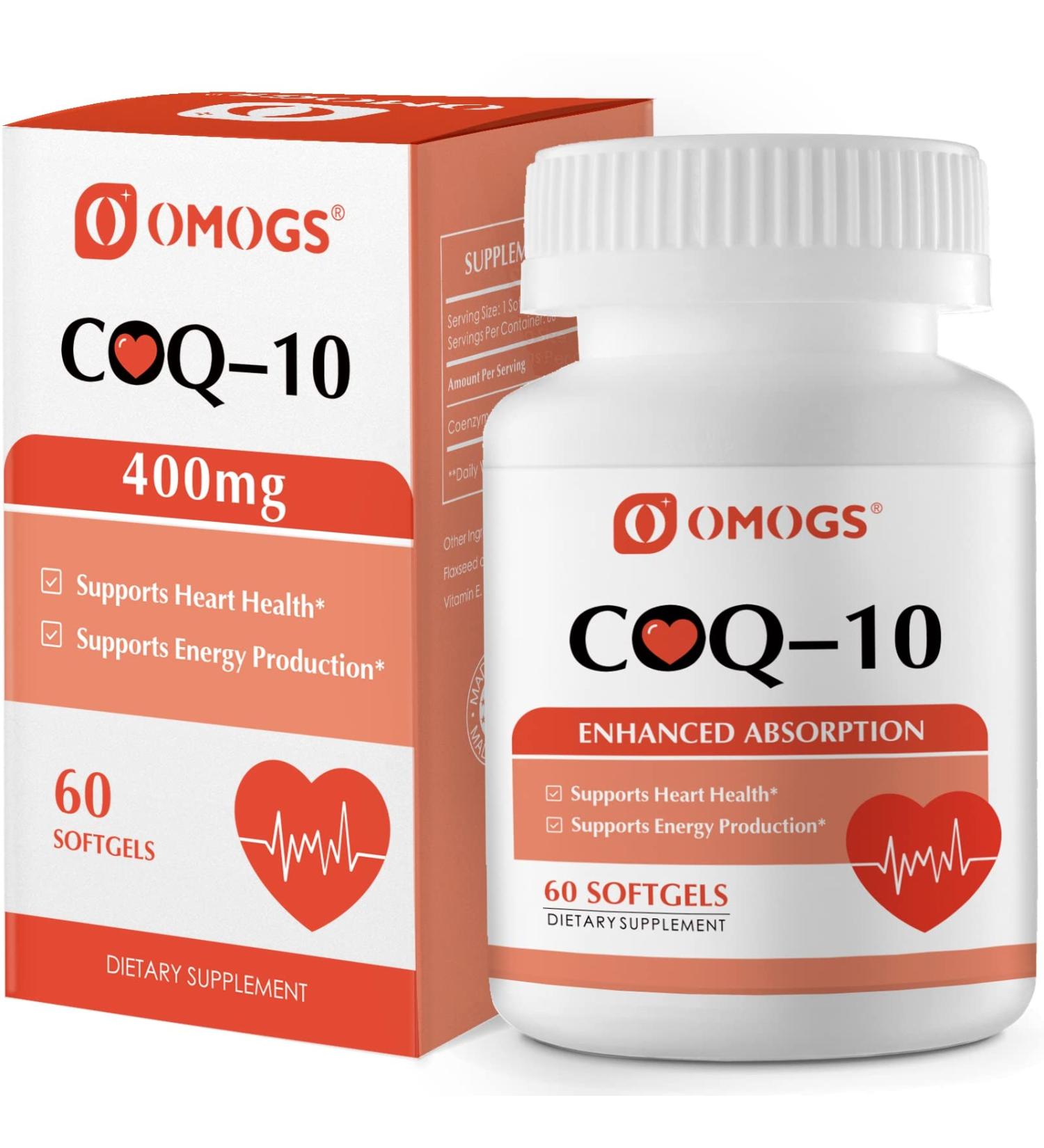 CoQ10 400mg Softgels - High Absorption Coenzyme Q10 for Heart & Immune Health | 60 Gluten-Free Softgels - Buy Online on GoSupps.com