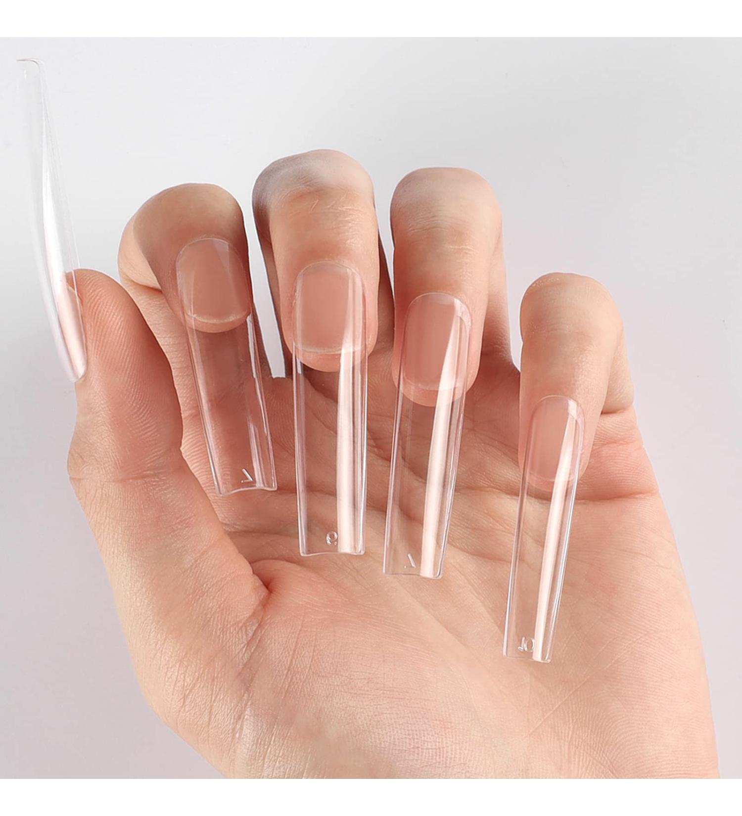 Wellquinn No C Curve Square Nail Tips - 360pcs Extra Long Clear Acrylic XXL False Nails - Buy Online on GoSupps.com
