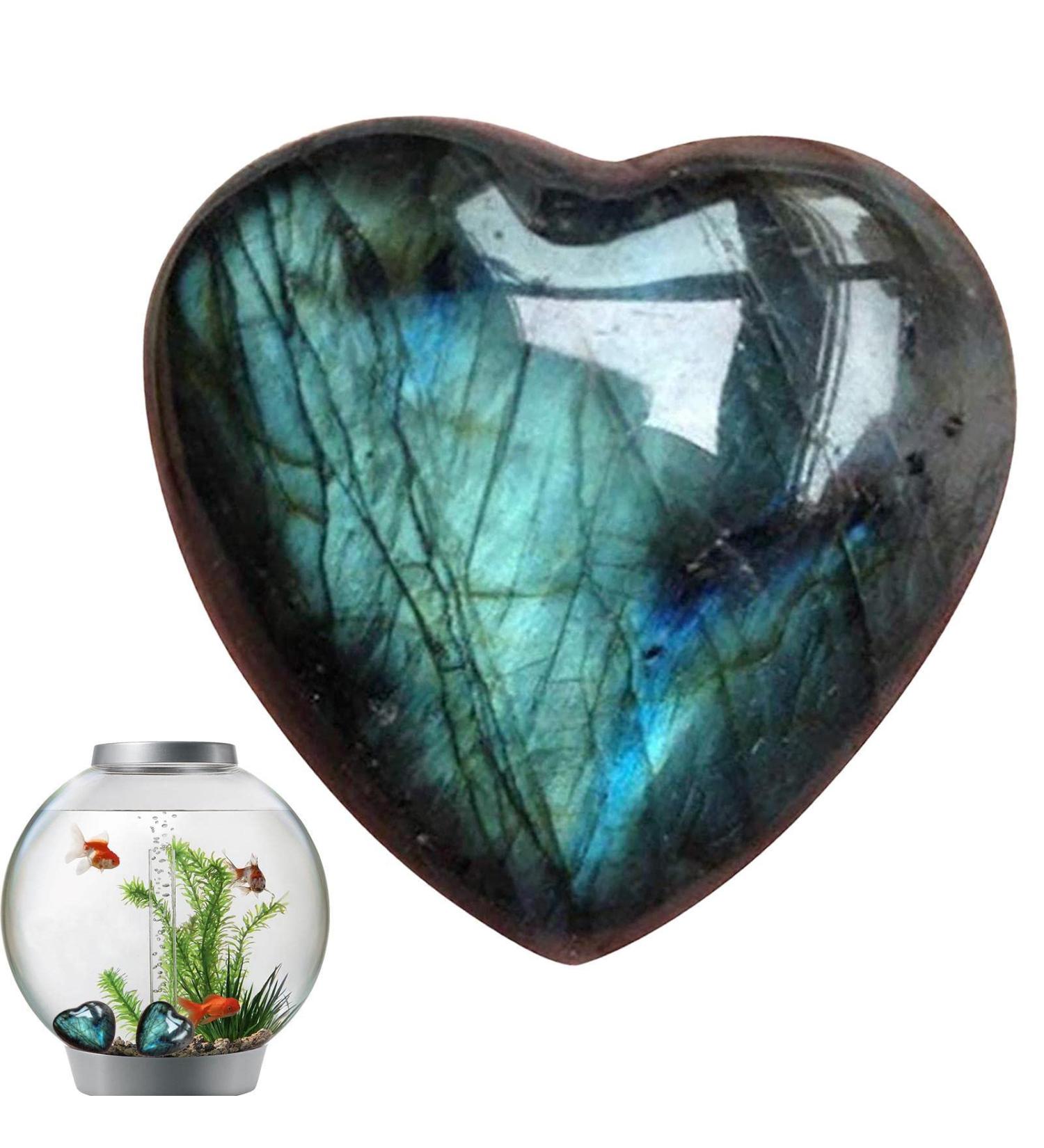 Palm Stones and Crystals - Natural Raw Stone Labradorite Reiki Healing Crystals with Heart Shape | Blue Moonstone Crystal Decoration for Living Room and Bedroom Fanghua - Buy Online on GoSupps.com