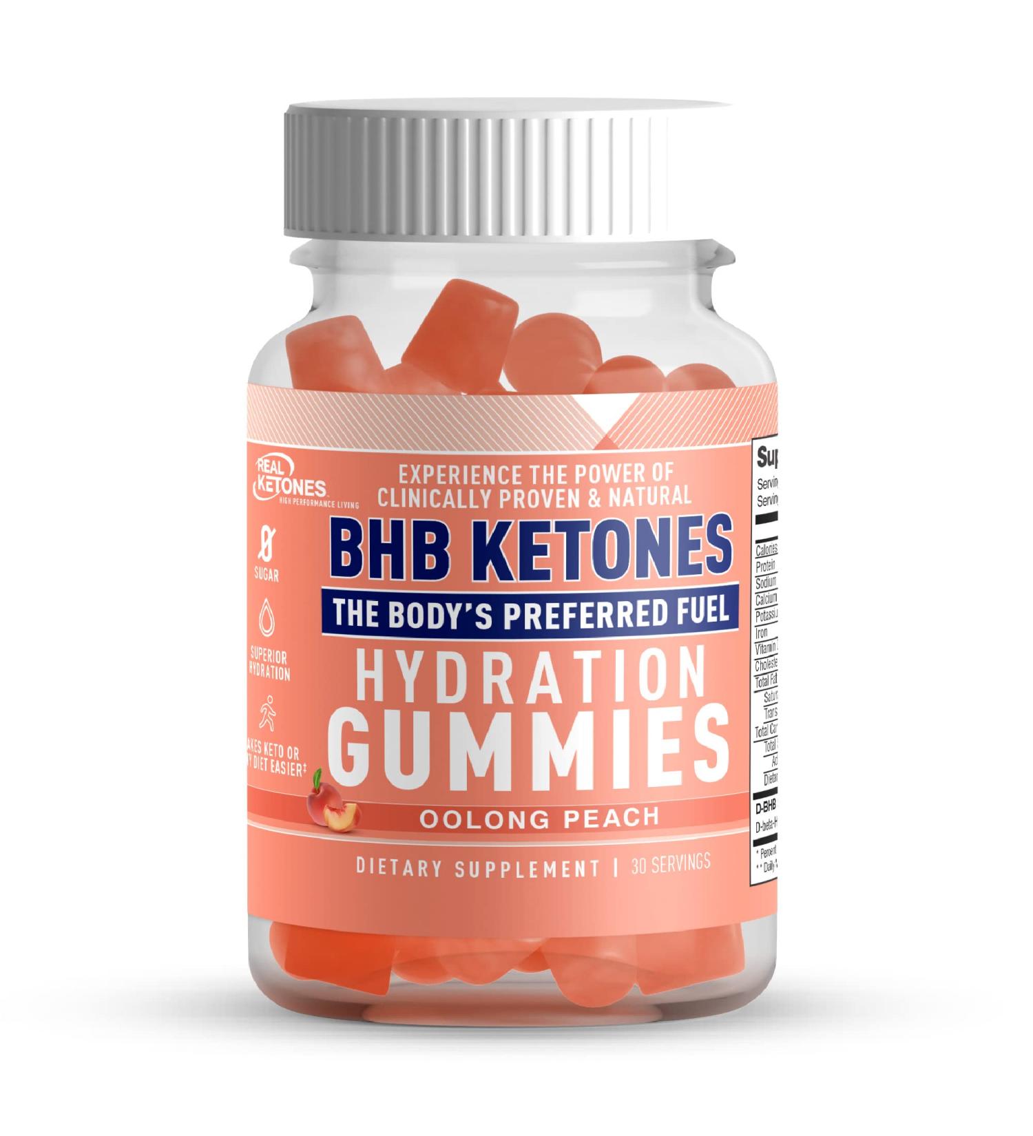 Real Ketones Exogenous Keto DBHB Gummies - White Peach Flavor | 30 Servings - Buy Online on GoSupps.com