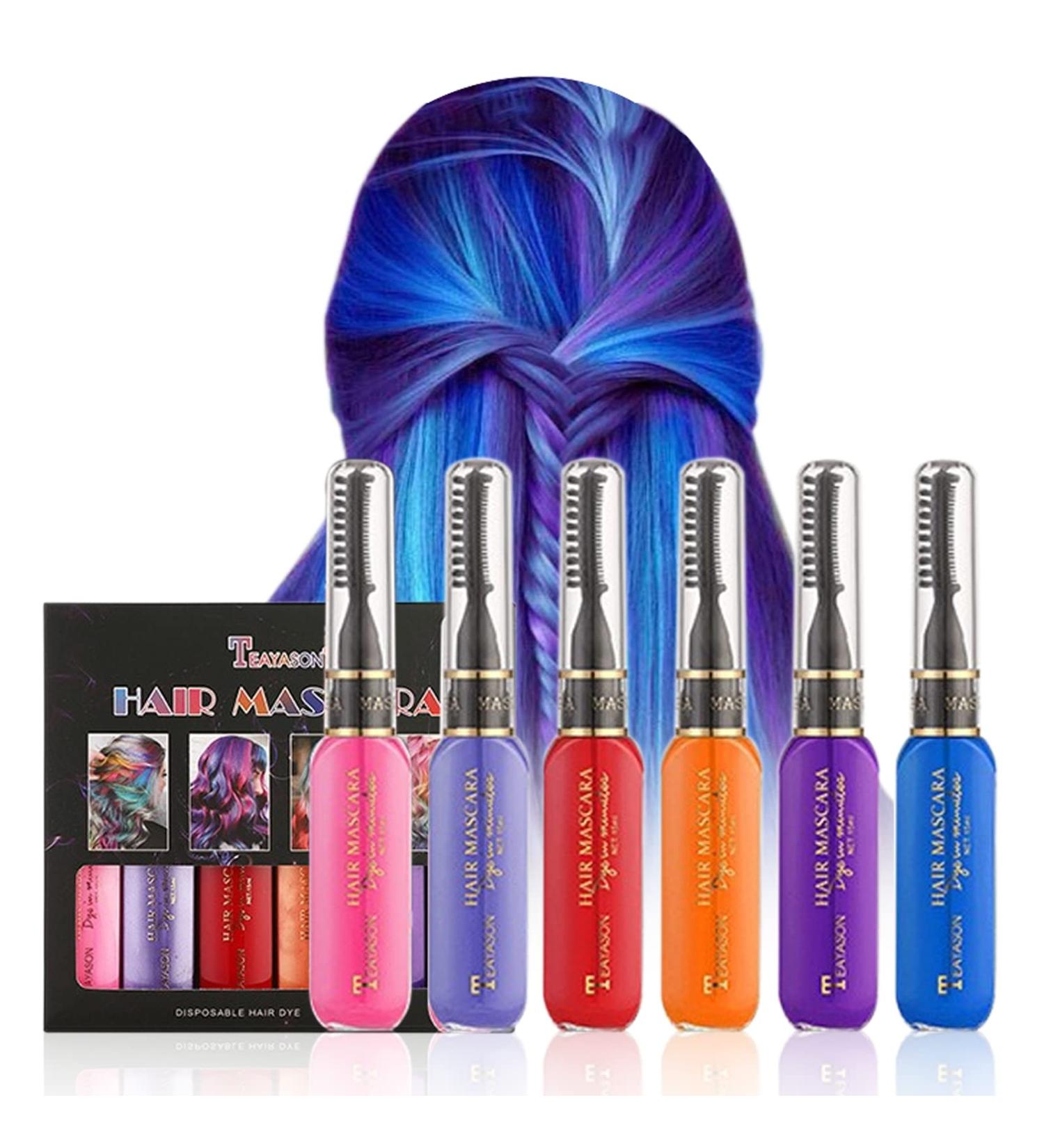 CkFyahp Temporary Hair Dye Chalk Comb - 6 Pcs for Dark & Light Hair | Washable Color Mascara for Kids & Women | Perfect Party Birthday Gift - 3.17 Ounce (Pack of 1) - Buy Online on GoSupps.com