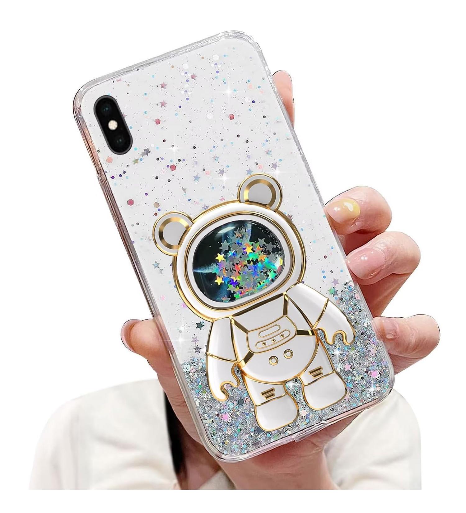 Buy Tivenfezk Nadoli iPhone XS Max Astronaut Case | Glitter Soft Silicone Hidden Stand Cover - Transparent Protective Bling Phone Case - Buy Online on GoSupps.com