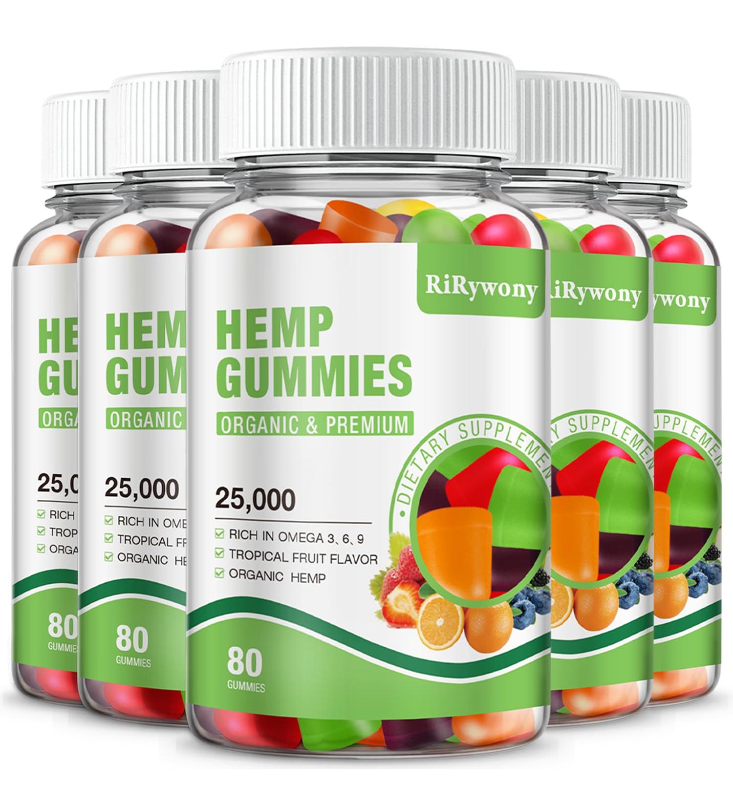 Hemp Gummies 5 Pack High Potency Edible Gummies - Extra Strength Supplement - Organic Hemp Oil Extract Vegan Bear Gummy 100 Count (Pack of 4) - Buy Online on GoSupps.com