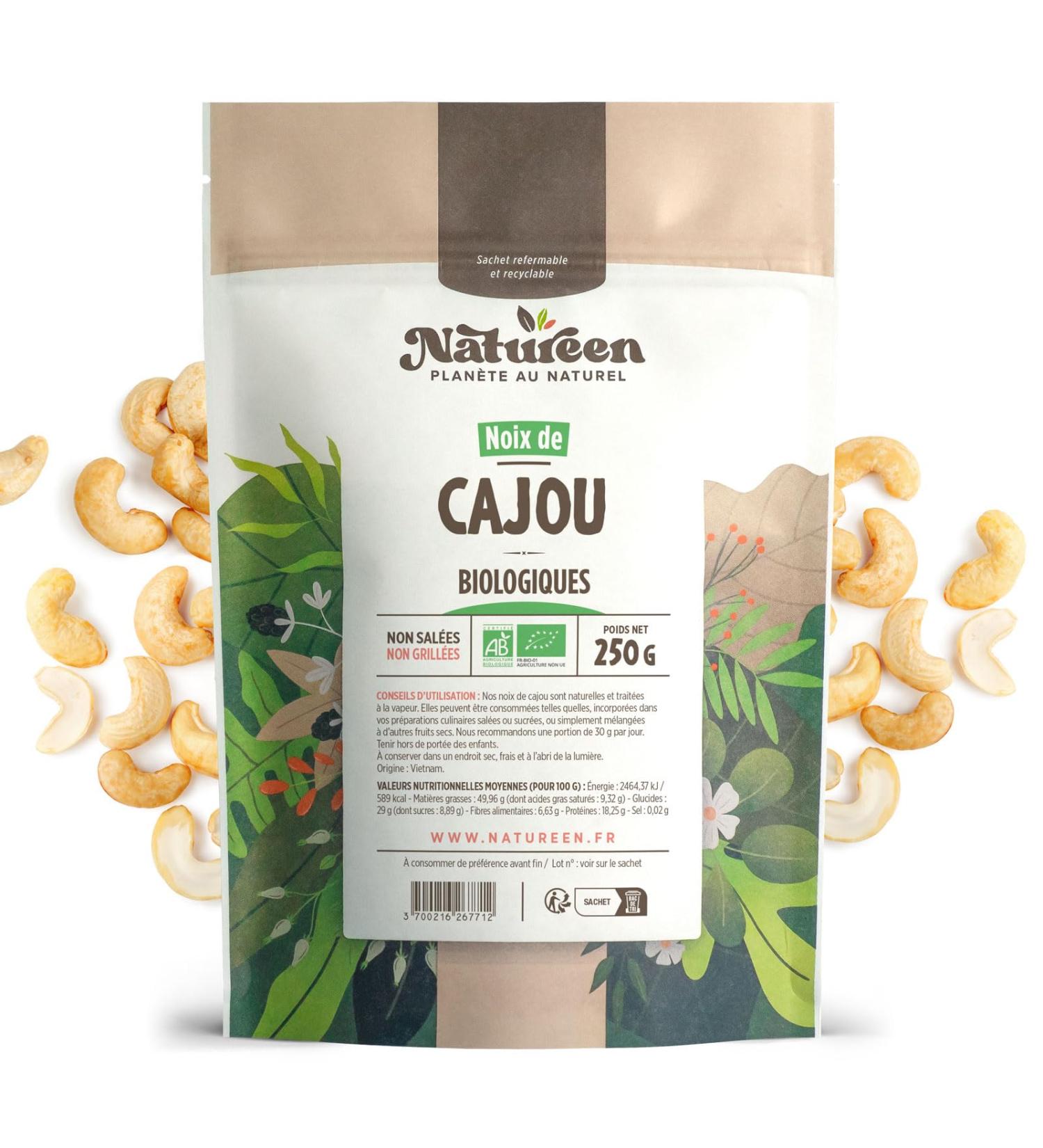  Plan te au Naturel Organic Cashew Nuts 250g - Peeled - Unsalted - Unroasted - Buy Online on GoSupps.com