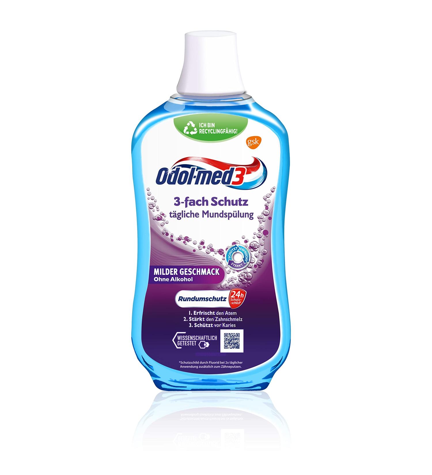 Odol-med3 mouthwash 3-fold protection alcohol-free mouthwash 500 ml