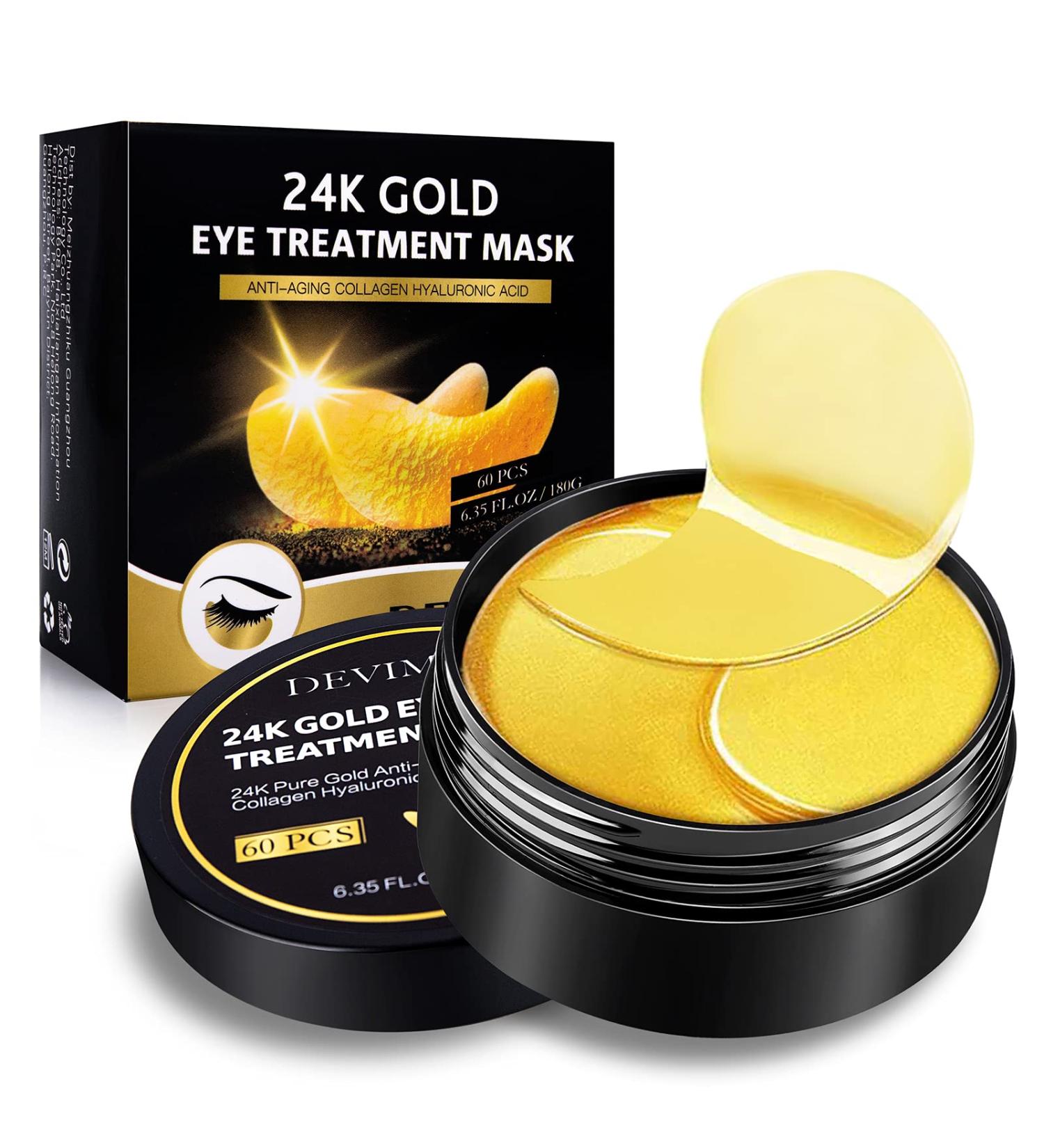 Devimic 24K Gold Eye Mask - 30 Pairs for Dark Circles and Puffiness | Under Eye Patches for Puffy Eyes and Eye Bags - Gel Eye Mask for Face Skin Care - Buy Online on GoSupps.com