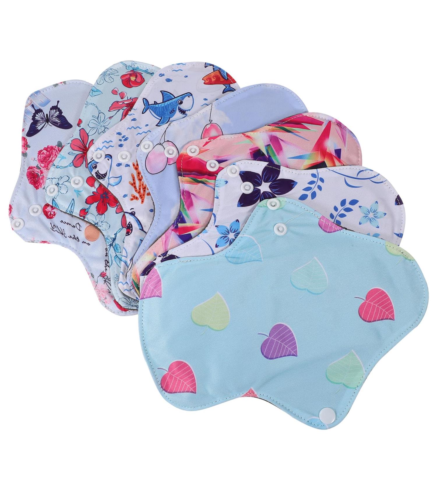 Womens Bamboo Charcoal Reusable Cloth Panties - 7pcs Set with Storage Bag | Menstrual Pad Liner Washable Fabric for Women - Buy Online on GoSupps.com