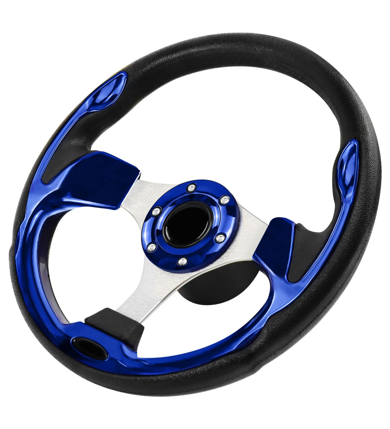QYMOPAY 12.5inch Boat Steering Wheel with Carbon Fiber | Anti-Slip Design | Marine Steering Wheel Adapter | for Boats, Yachts, and Pontoon Boats - Blue - Buy Online on GoSupps.com