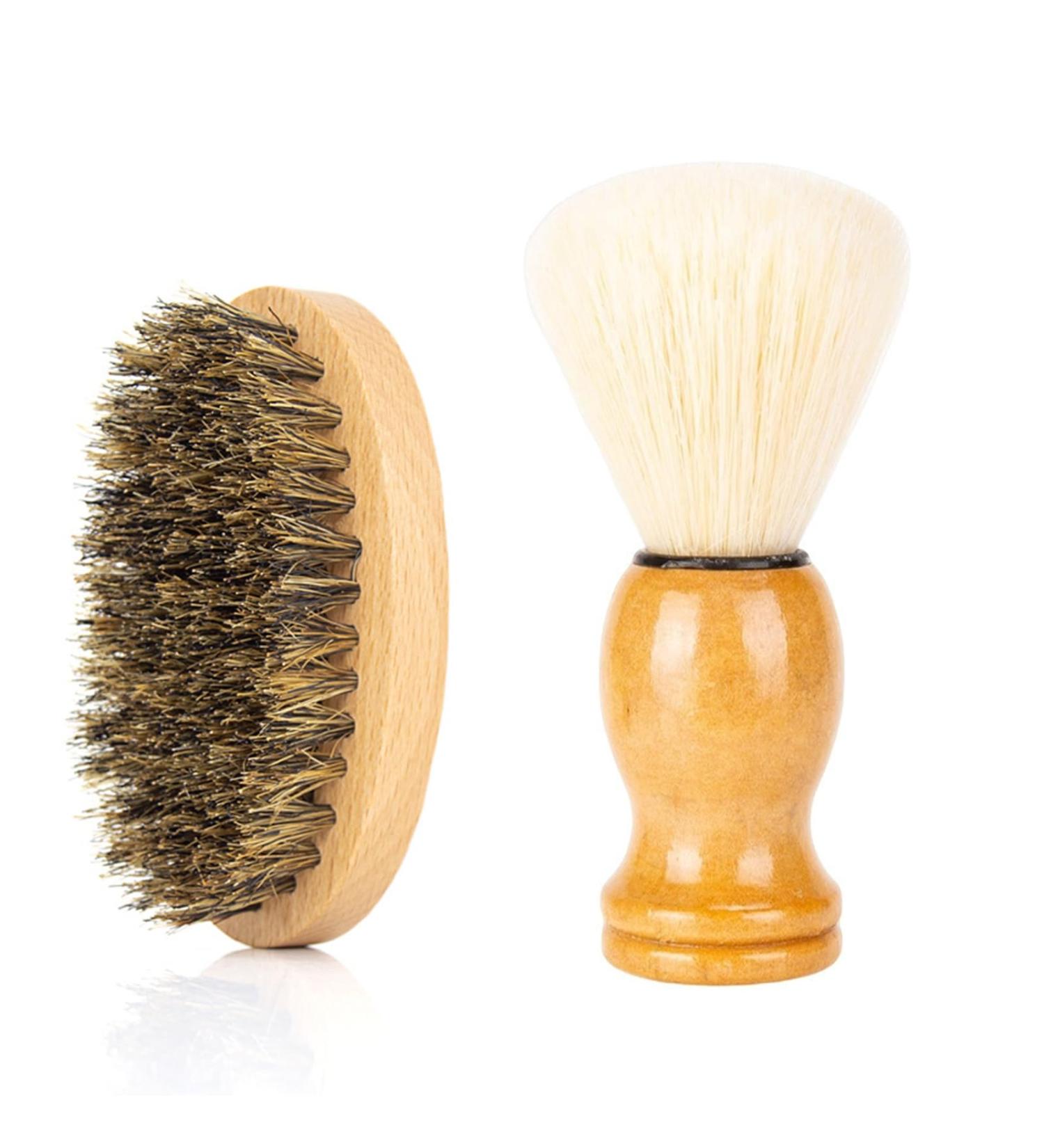 Premium Wooden Beard & Shaving Brush Set | Softens Facial Hair | International Shipping - Buy Online on GoSupps.com