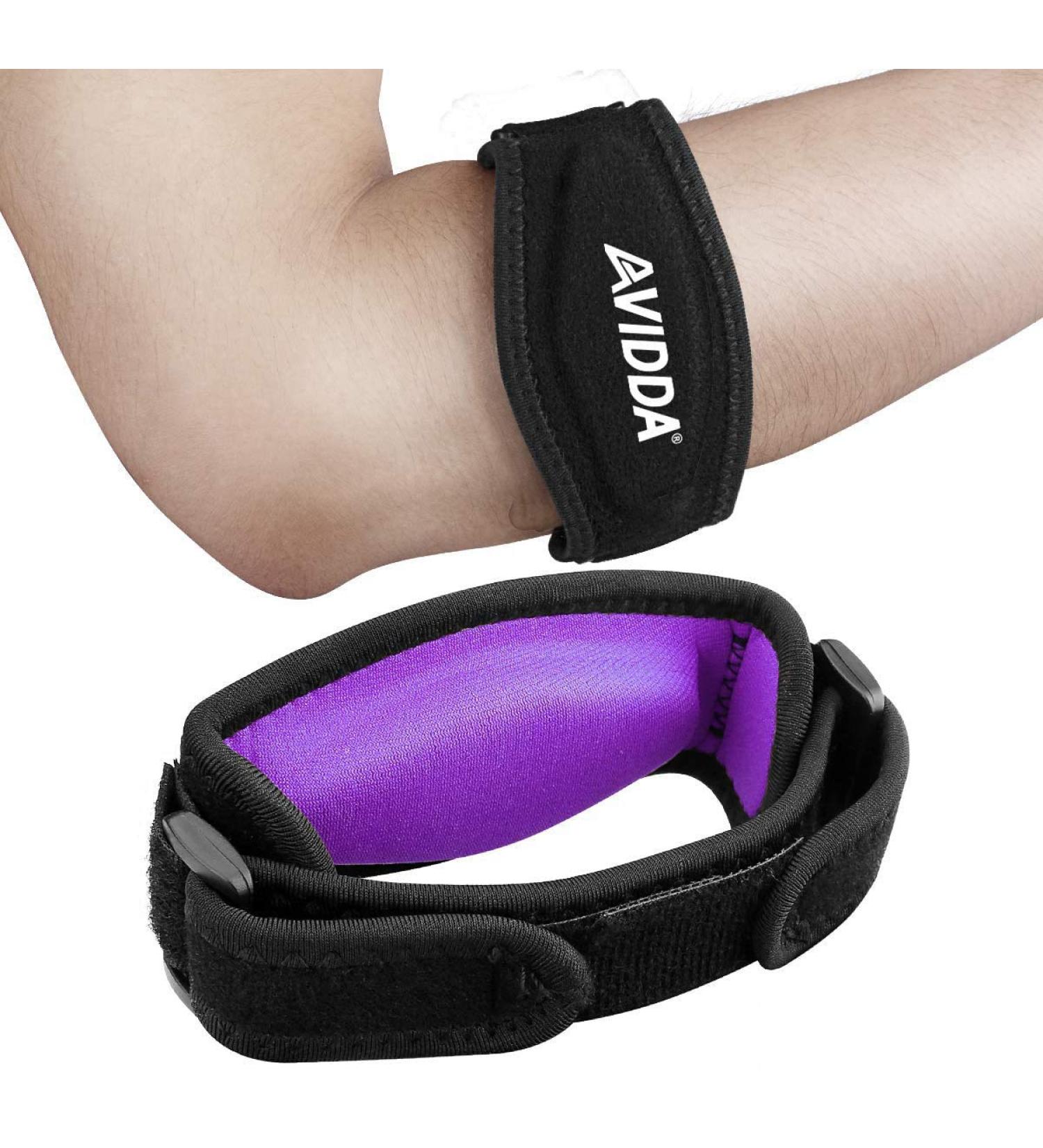 AVIDDA Tennis Elbow Support Strap 2 Packs Adjustable Elbow Brace with Compression Pad for Tennis Elbow Golfers Elbow Pain Relief Men Women Purple 2 Pack Purple - Buy Online on GoSupps.com