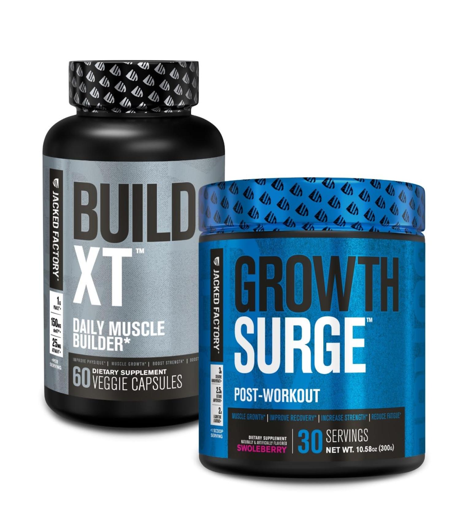 Jacked Factory Build-XT Daily Muscle Builder Supplement Growth Surge Post Workout Recovery & Muscle Growth - Buy Online on GoSupps.com