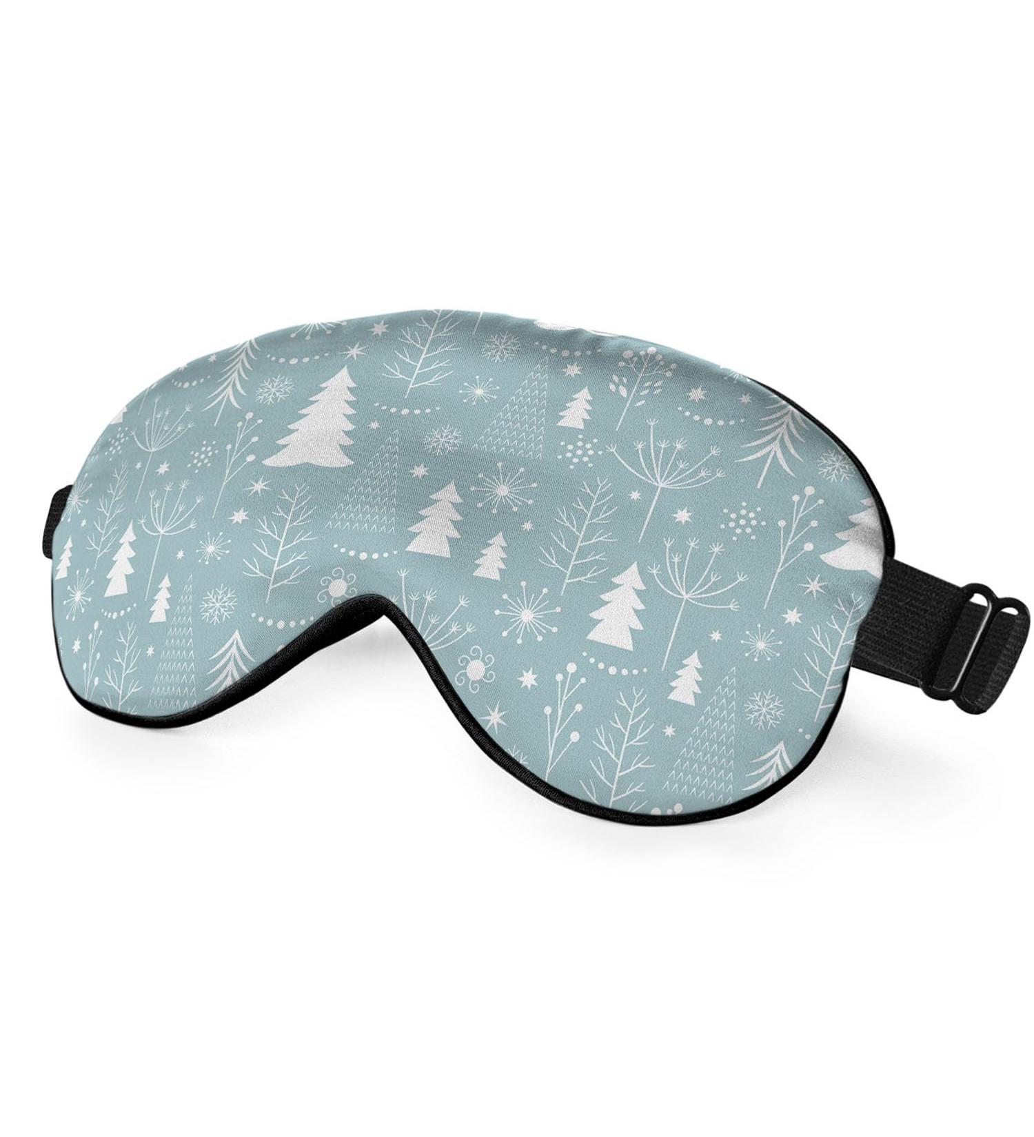 Buy Pine Snowflakes Silk Eye Mask - Winter Christmas Blue Adjustable Sleep Mask for Women | Ideal for Travel & Night Sleep - Buy Online on GoSupps.com