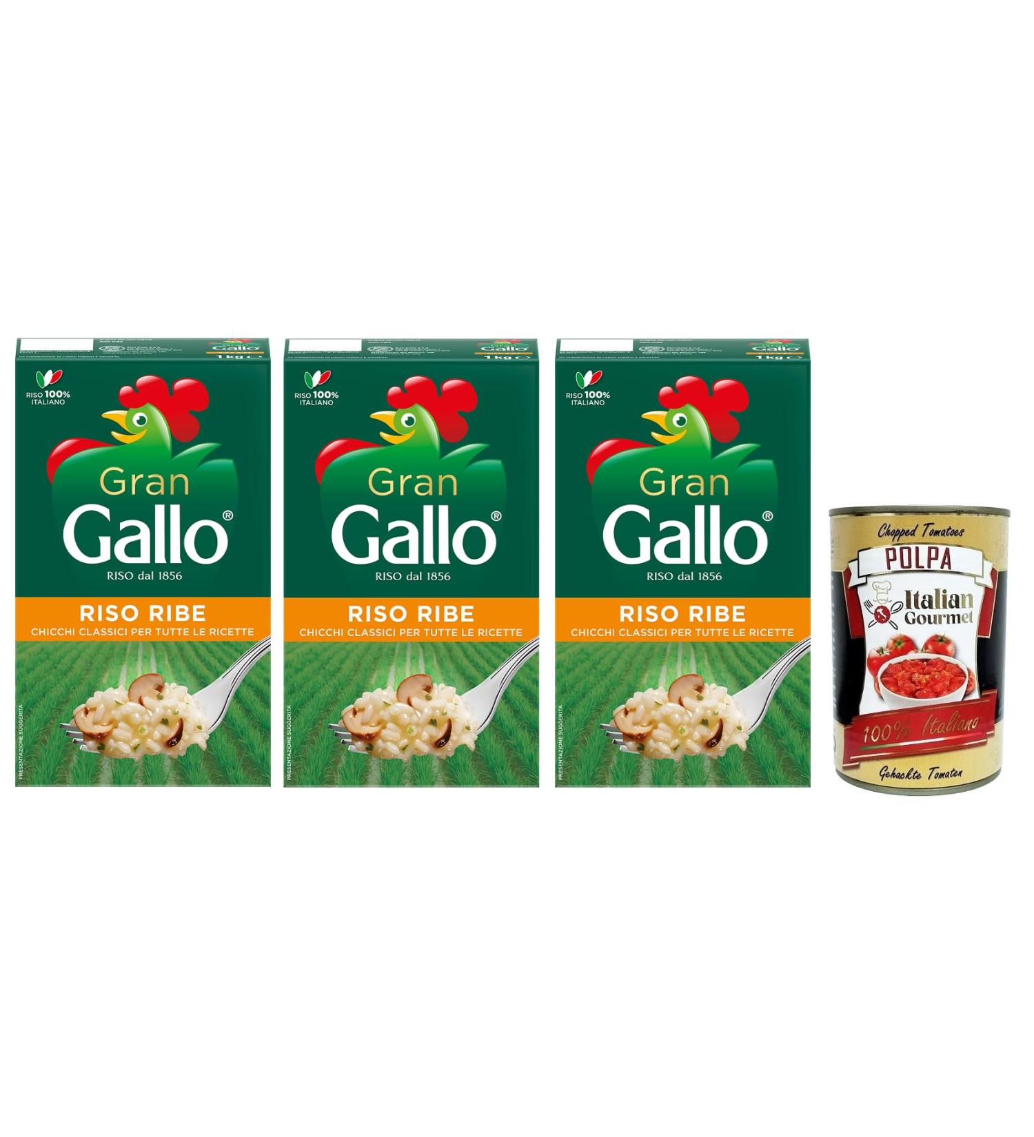  Italian Gourmet E.R. Gran Gallo Riso Ribe - 100% Italian Rice - Ideal for any type of recipe - Cooking time 15 minutes - 1kg pack + 400g box - Buy Online on GoSupps.com